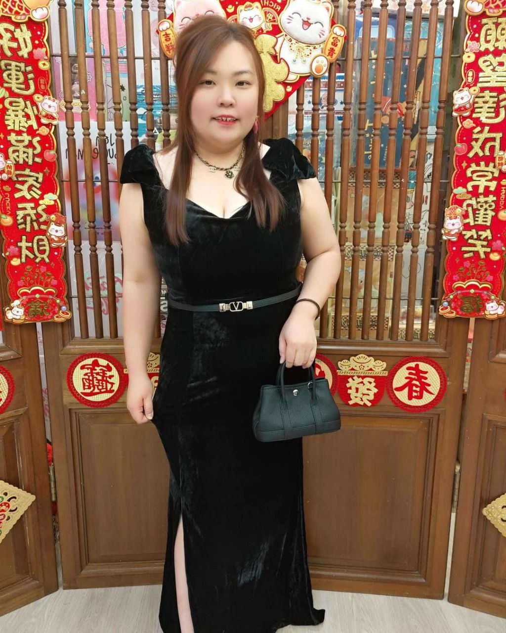 TT708 高级绒布蝴蝶结肩设计礼服