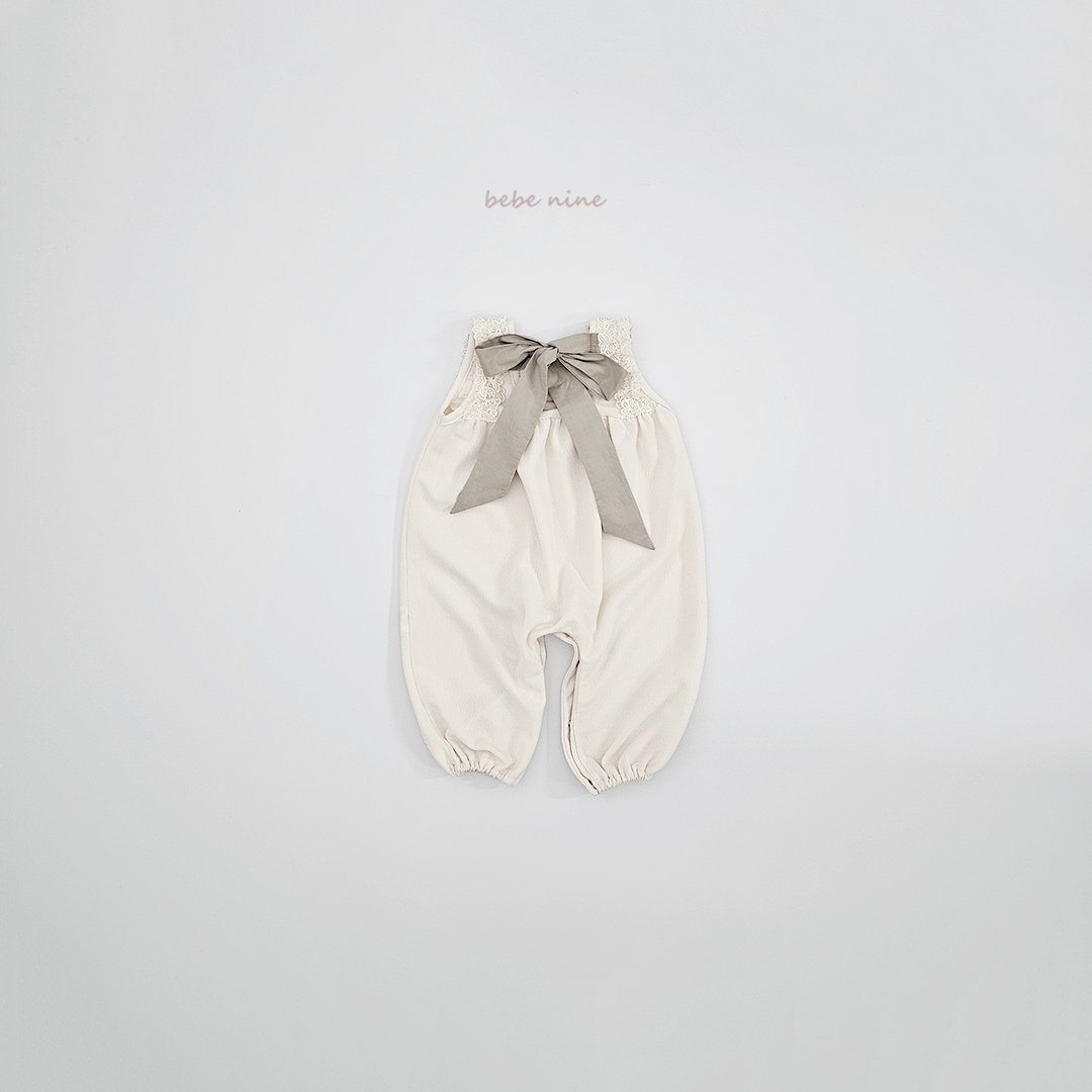 🌸預訂 韓國直送🌸🇰🇷Bebenine兩色蕾絲花邊後背蝴蝶結綁帶背心連身褲