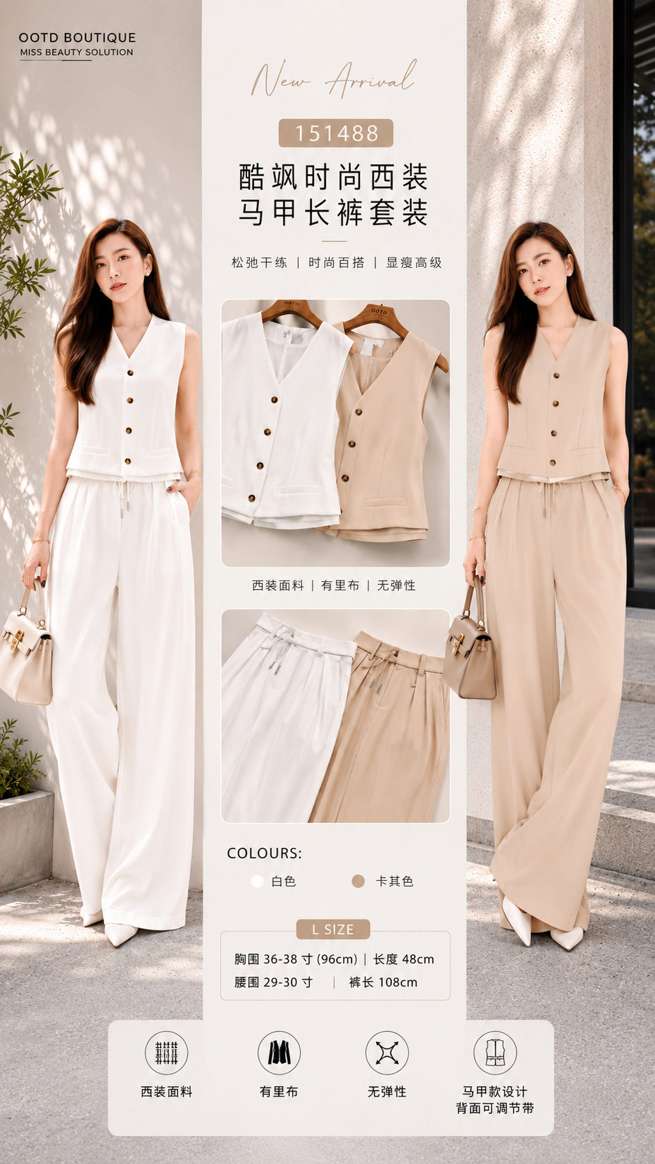 151488 PREMIUM VEST SET老钱风西装马甲长裤套装