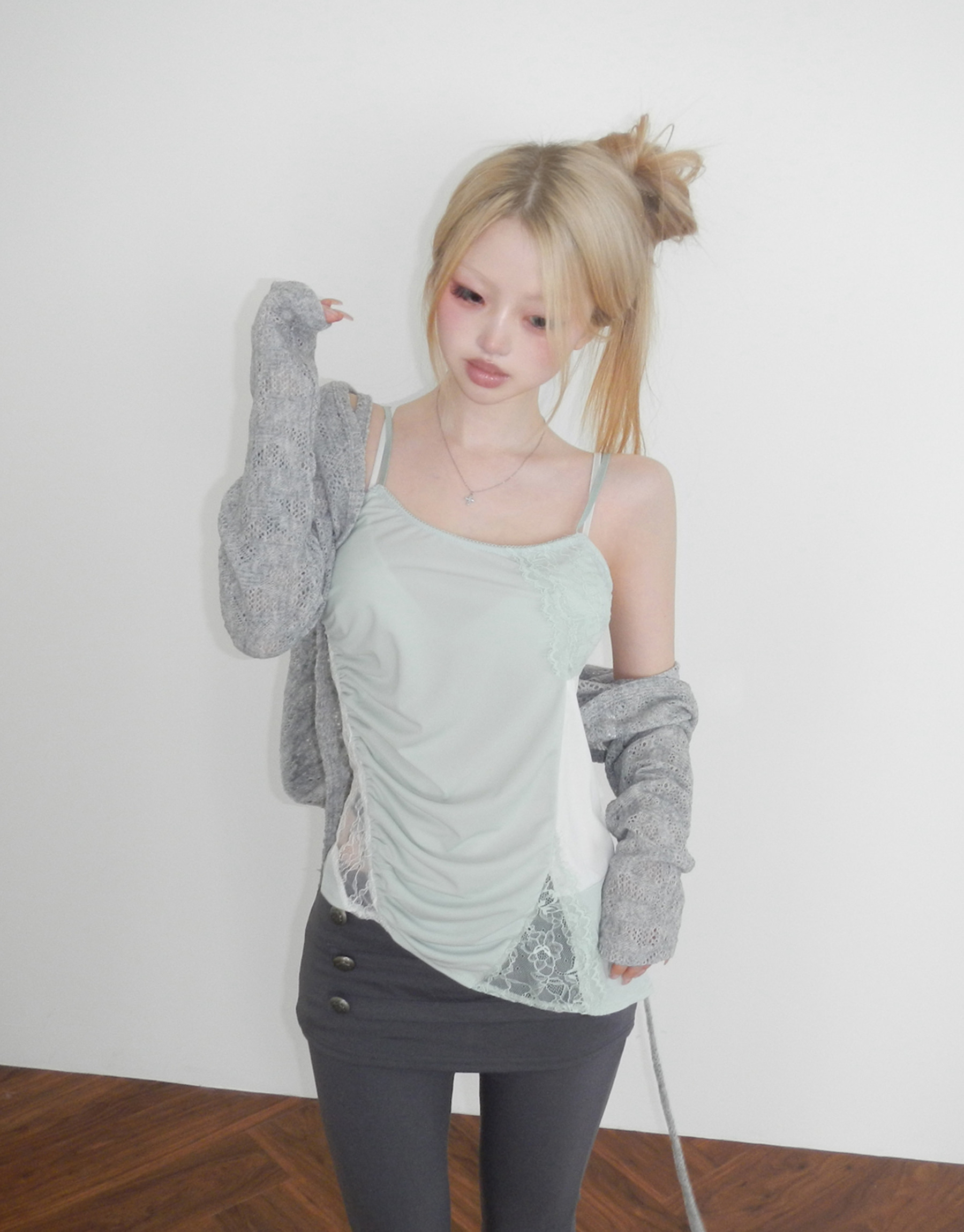 Cropped Hooded Knit Cardigan
