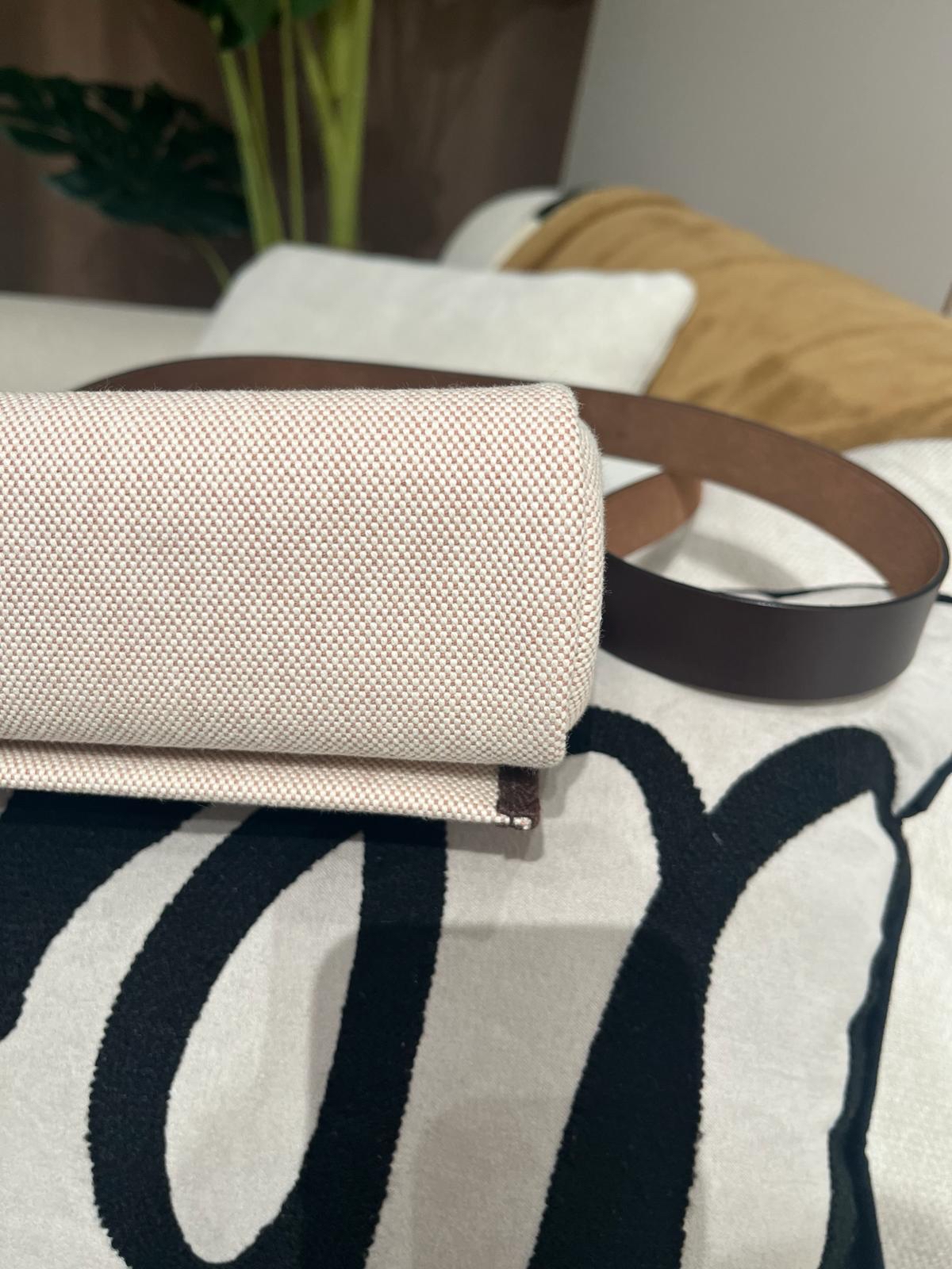 Hermes mini herbag  Stamp K (米白灰/威瑪犬米/烏木色)ecru/beige/ebene, 100%Authentic, 95%New✅Dust bag