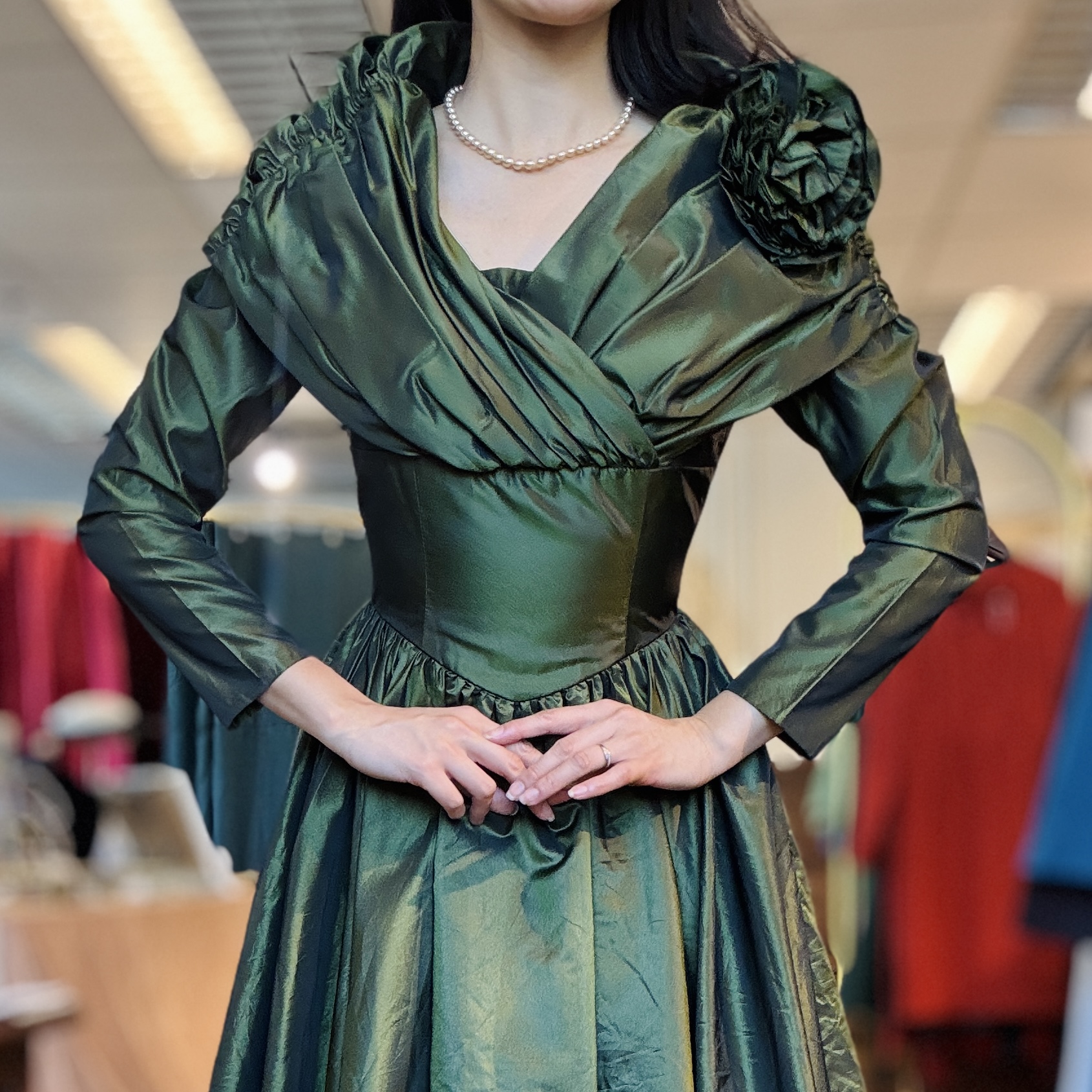 Rare! Vintage Olive Green 1980s does 1950s Cocktail Dress (MT2266)