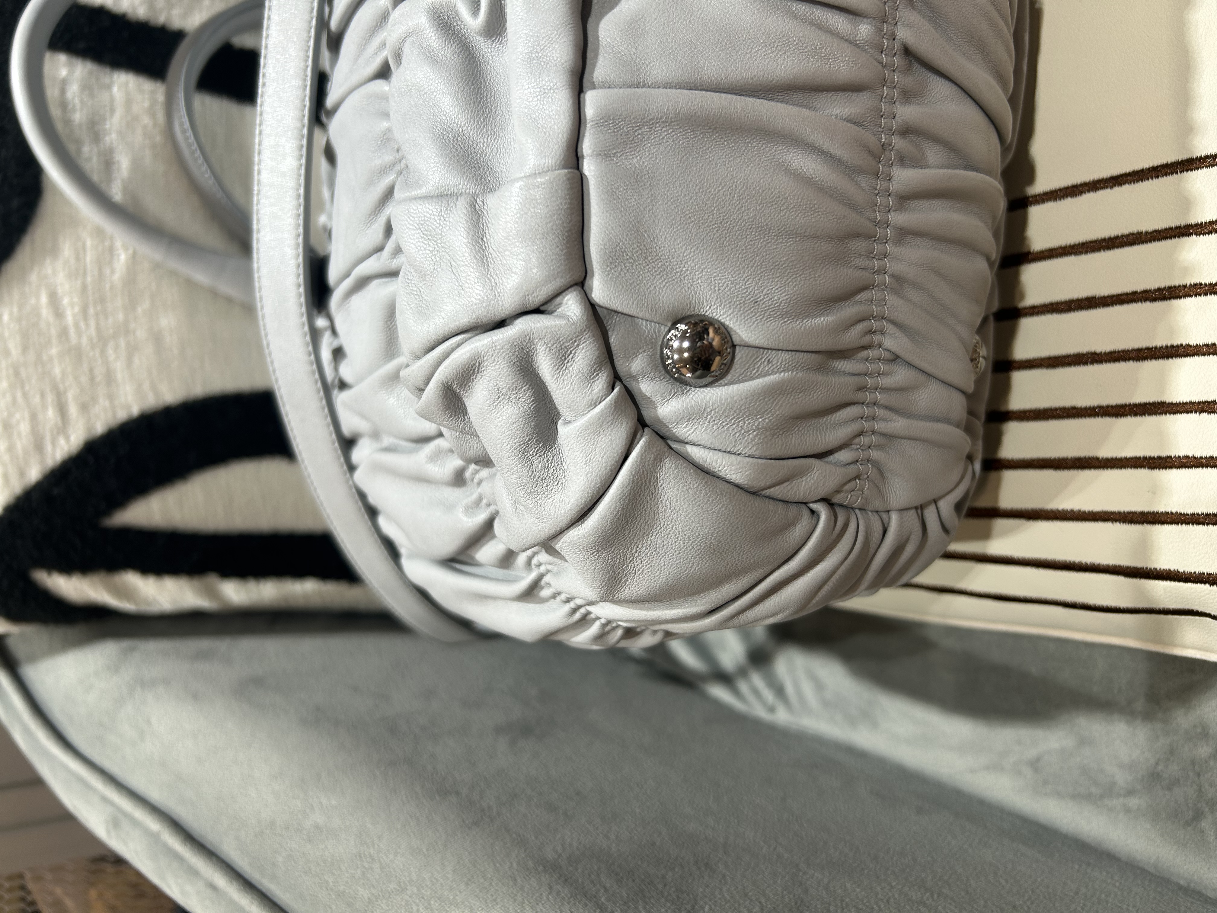 Prada Calfskin 2Way Bag Grey 100%Authentic, 99%New ✅ Certificate✅Dust bag