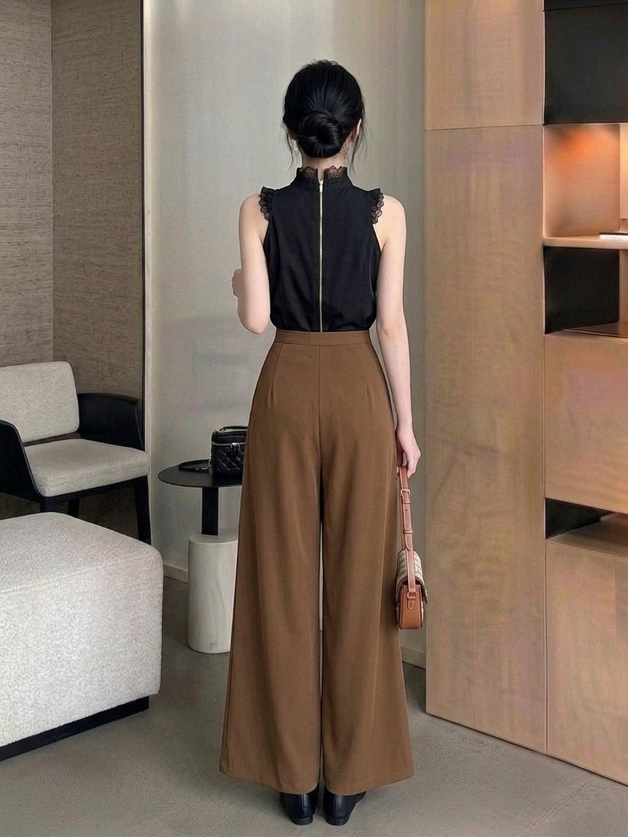 Front Slit Wide Leg Pants M244