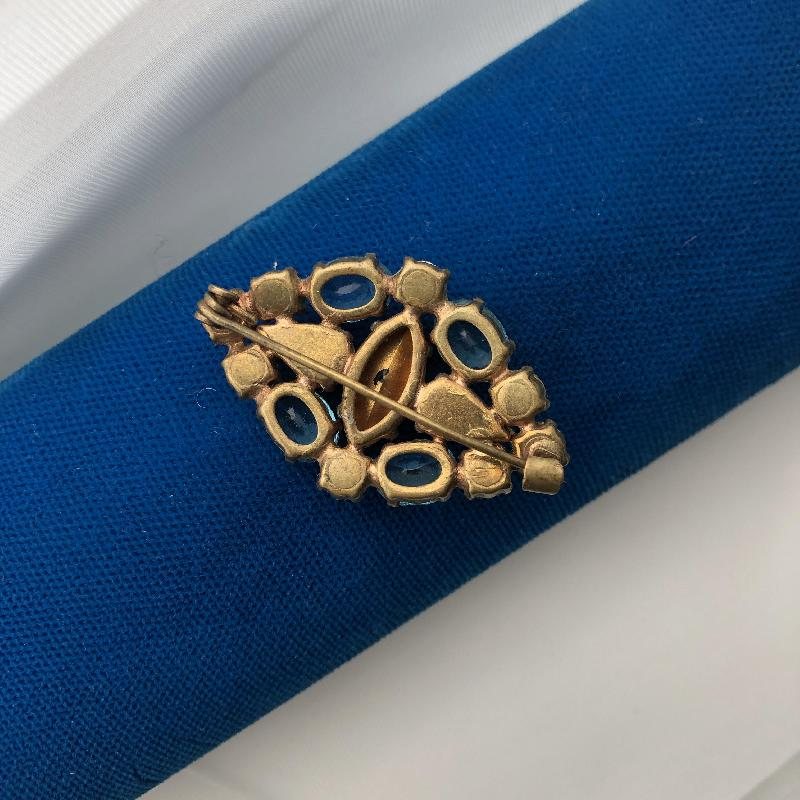 C.a. 1930s Aqua Blue Rhinestone & Diamanté Collar Brooch(MT616)