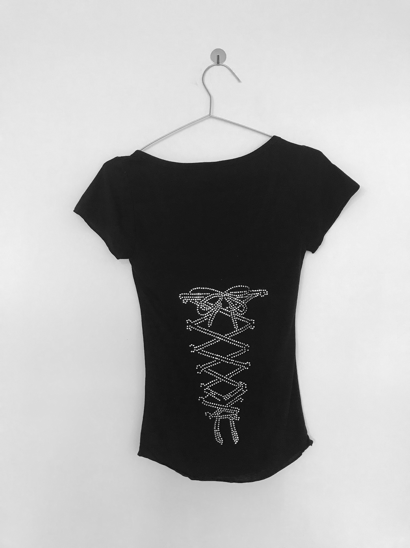 Rhinestone Lace-up Fitted Tee