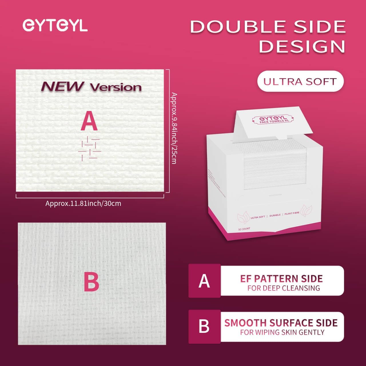  eYTeYL - 盒裝 一次性 XL 洗臉巾 (50片裝-EF紋) 面巾
