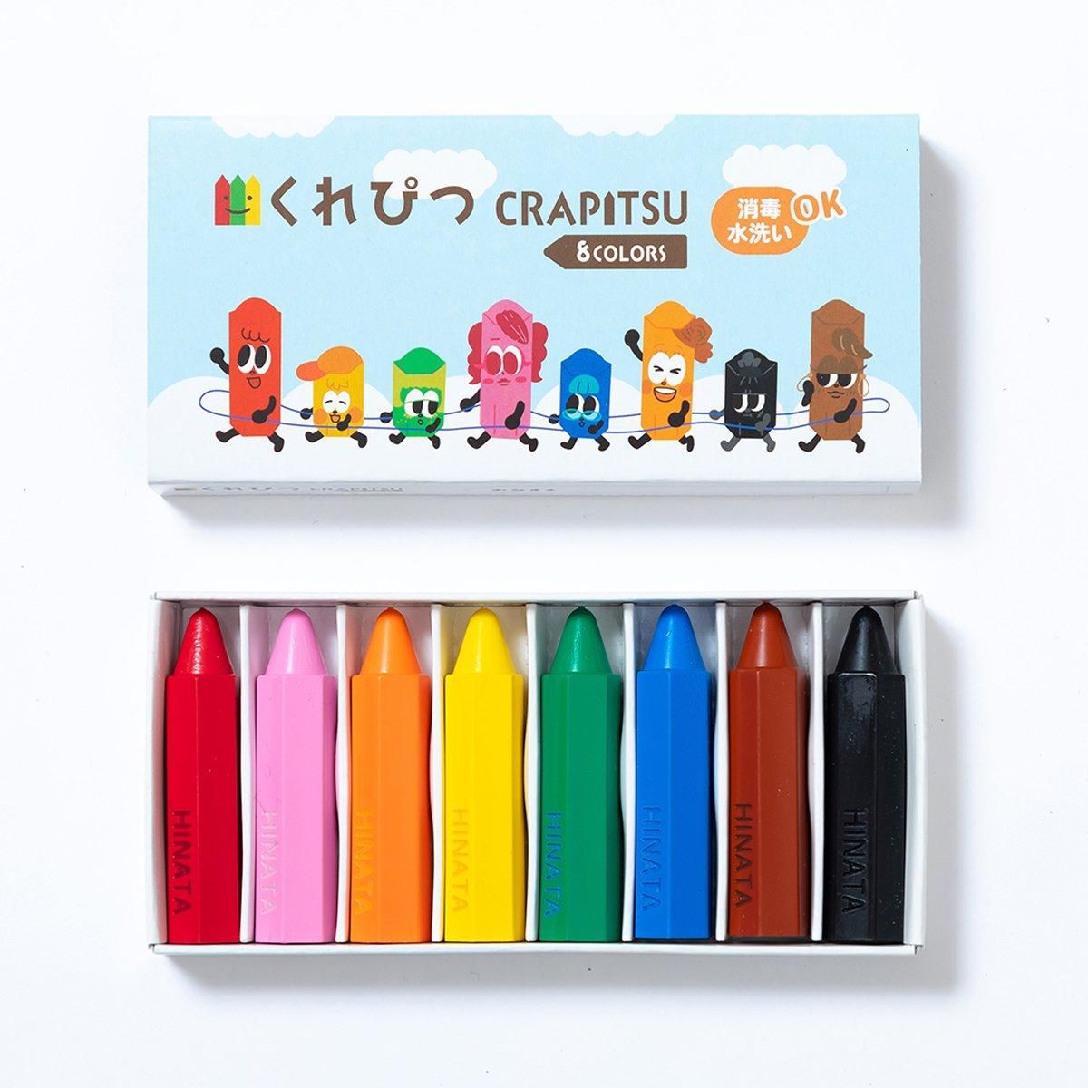 日本製🇯🇵Crapitsu 8色蠟筆【紙盒款｜可刻字】