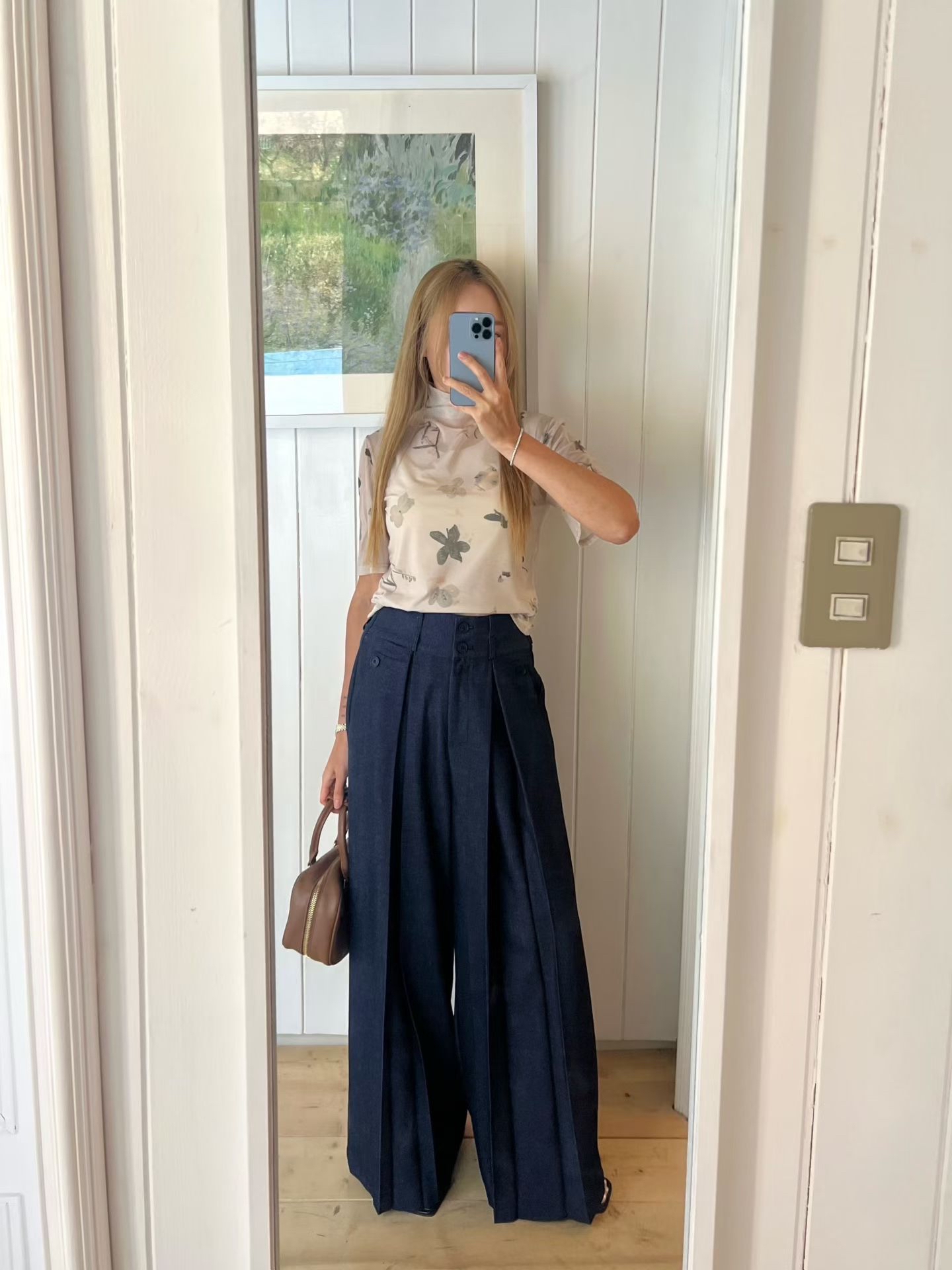 B2 復古印花透紗疊穿 T