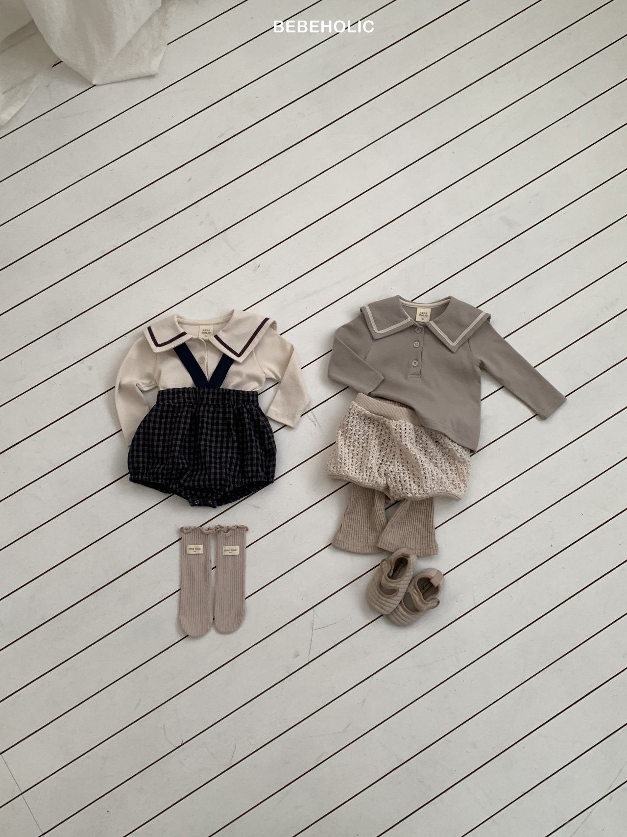 🌸預訂 韓國直送🌸🇰🇷BEBEHOLIC兩色品牌印花水手領長袖上衣