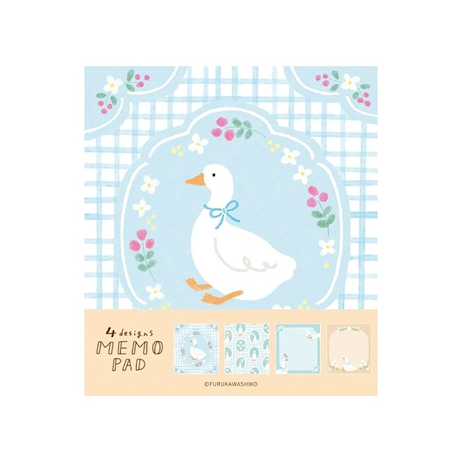 古川紙工 - 方形記事本 (藍色格紋鴨子款)