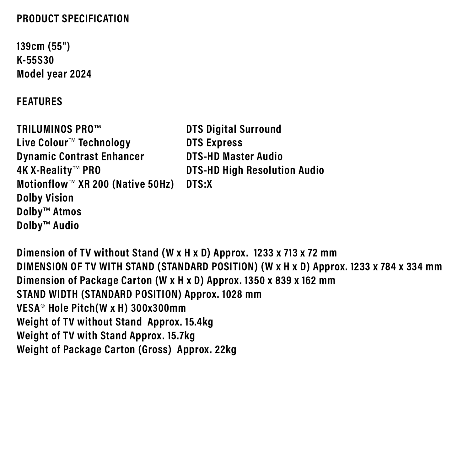 Sony 55" BRAVIA 3 4K HDR Google TV (K-55S30)
