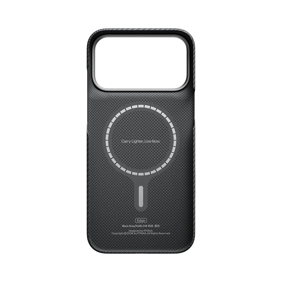 Pitaka Edge Case for iPhone 18 Series - 600D Black/Grey Twill
