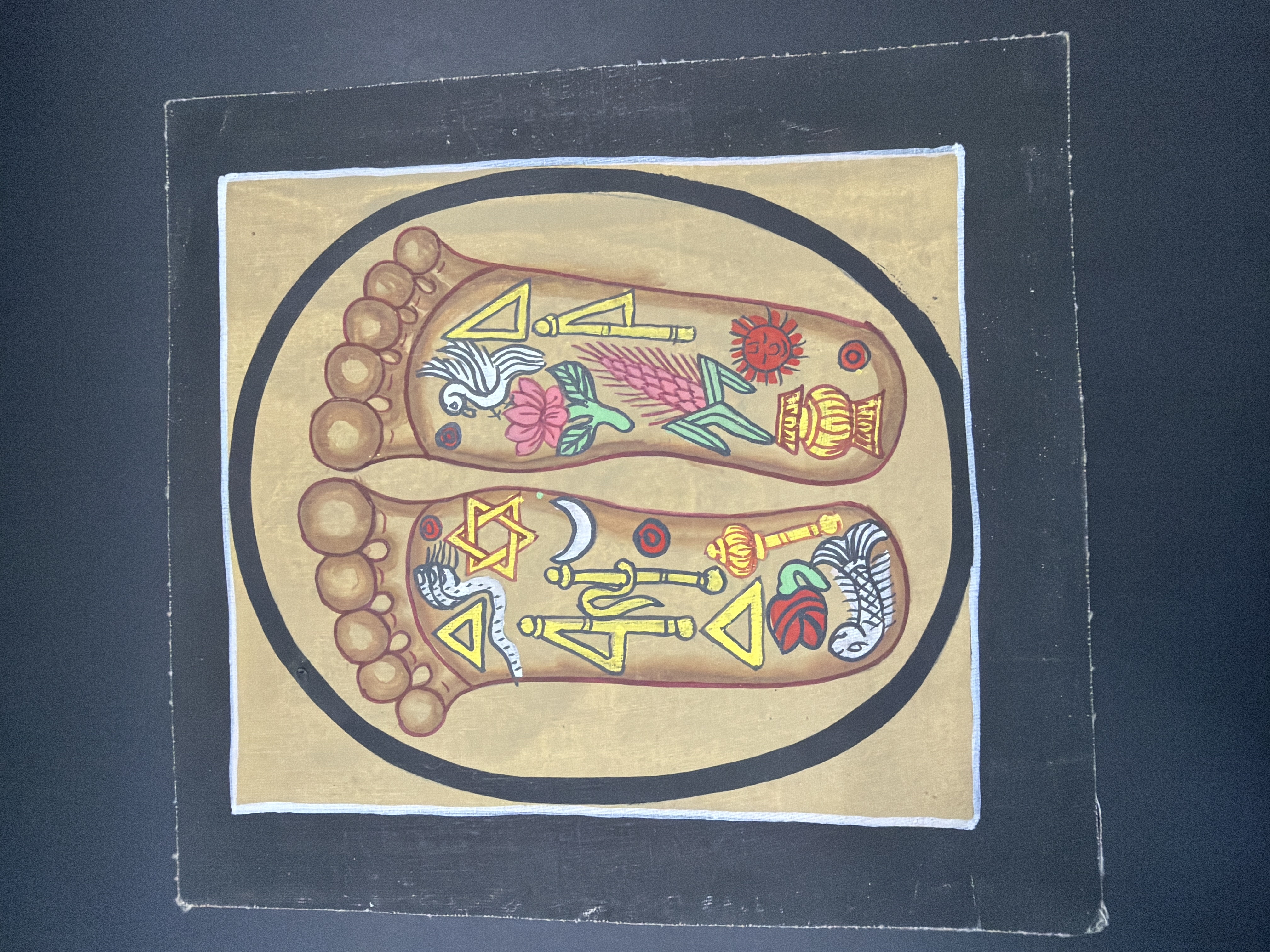 #5 尼泊爾（細）唐卡（佛足）已加持大約12*12cm