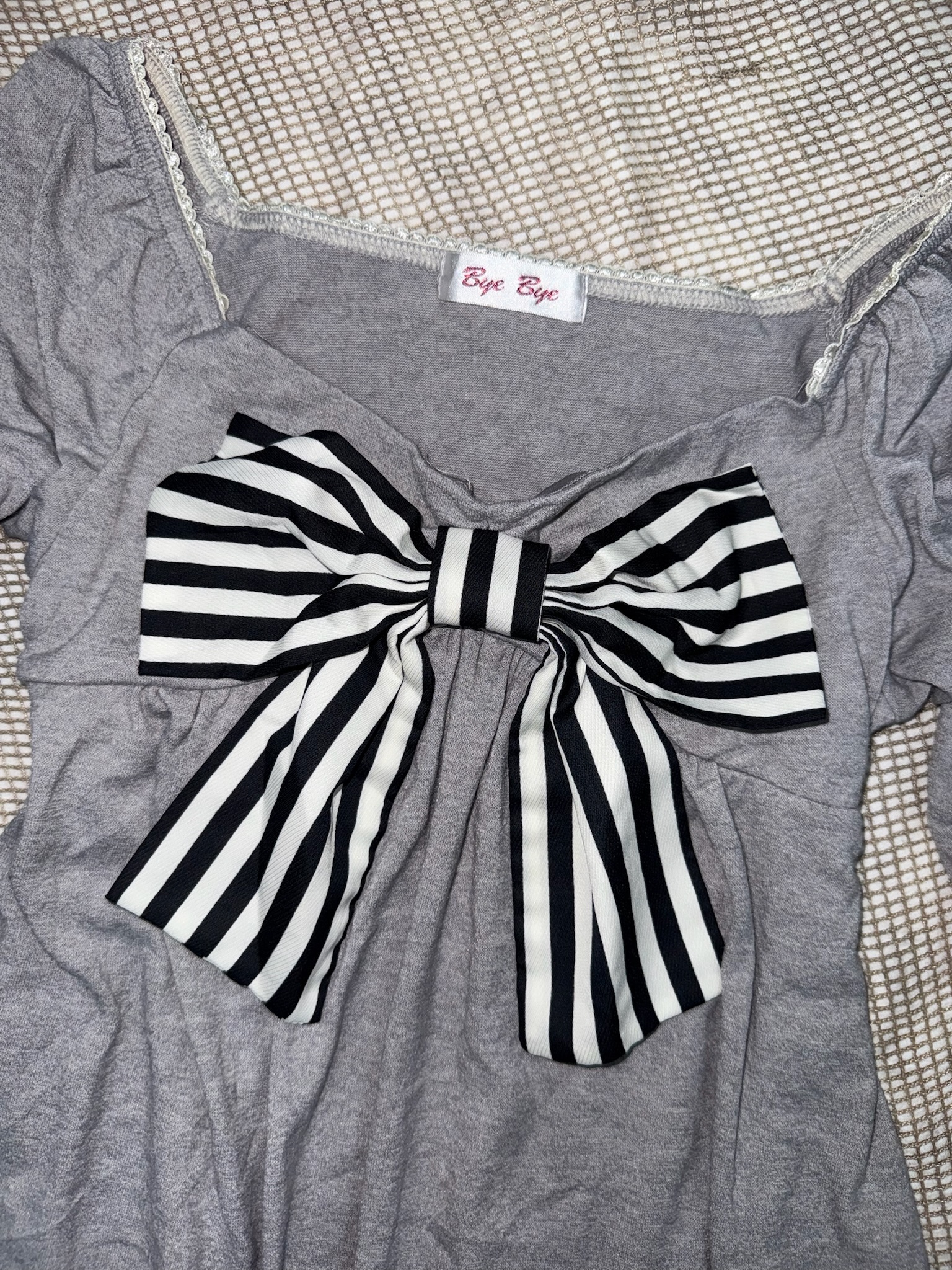 Empire Waist Babydoll Top with Large Bow Accent