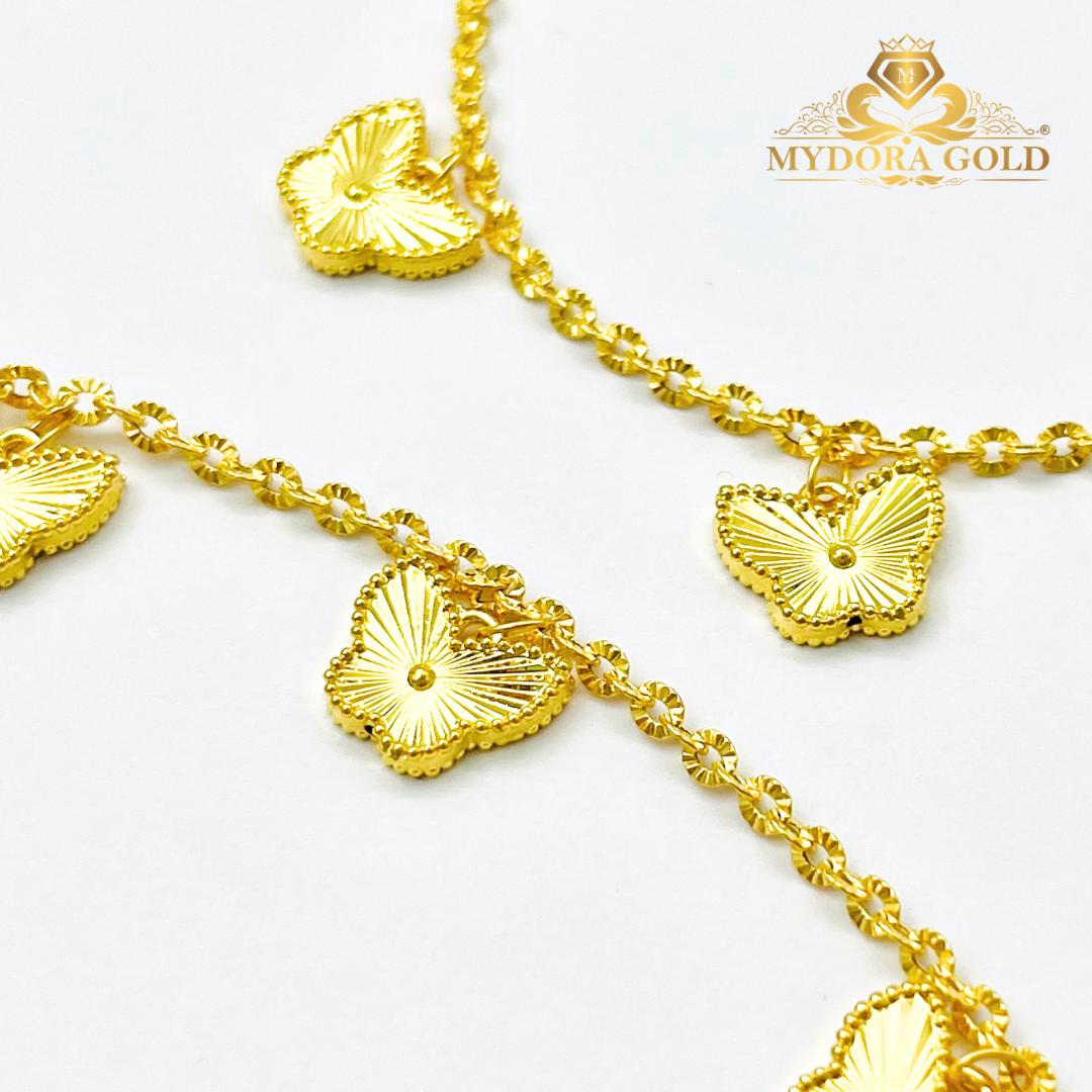 MYDORA EMAS 916 Rantai Tangan Sauh Matahari + 5 Radiant Butterfly l EMAS 916/22K