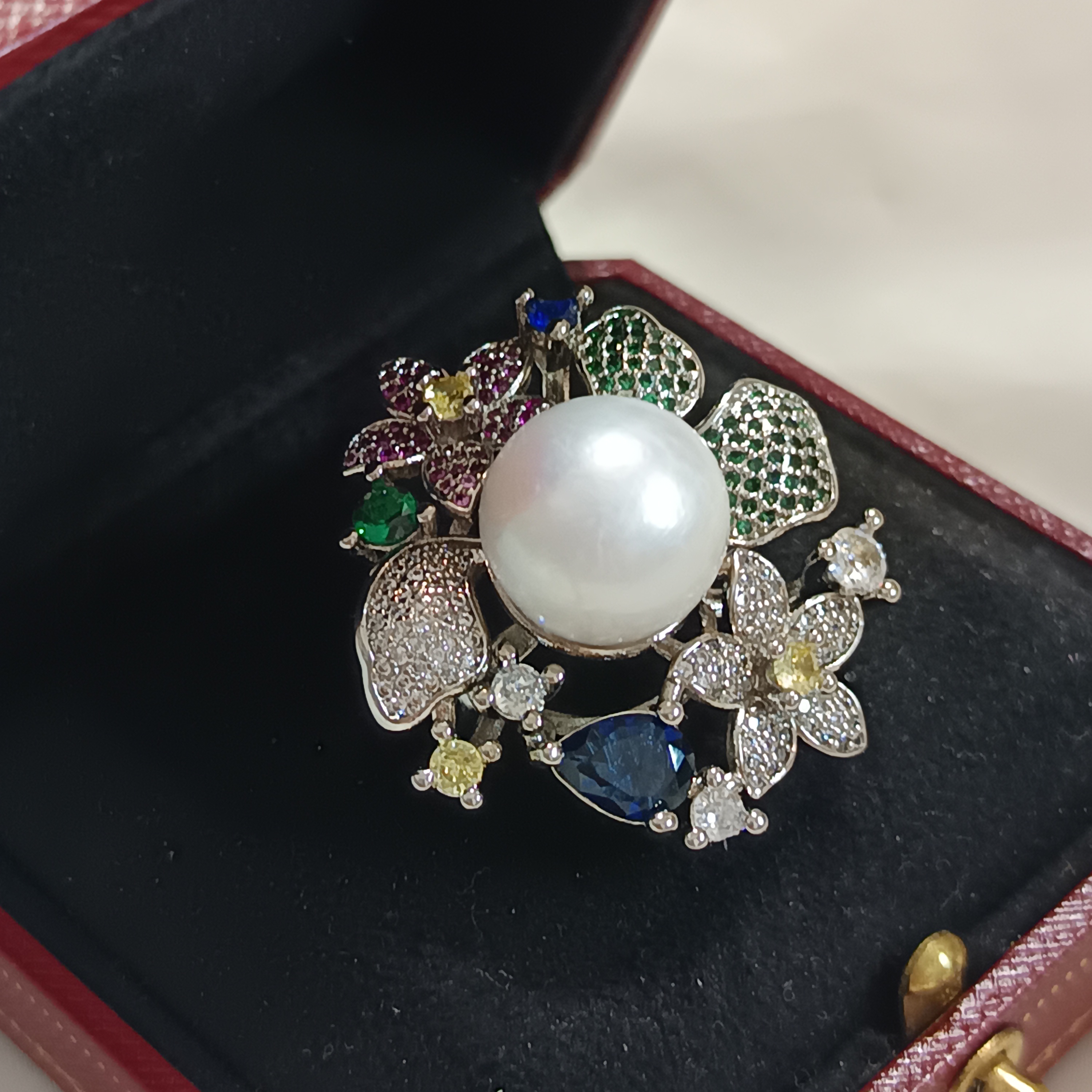 🎉特惠孤品‼️正圓強光淡水愛迪生珍珠注白金開口戒指