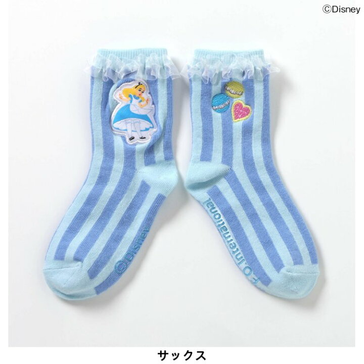 🇯🇵預訂 日本直送🇯🇵Apres les cours x 愛麗絲系列兩色人物貼花薄紗荷葉邊襪子