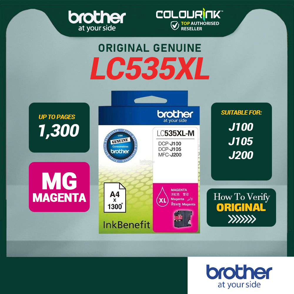 Brother Original Genuine LC535XL M Magenta Ink Cartridge for DCP-J100 DCP-J105 MFC-J200 LC535XL LC539XL