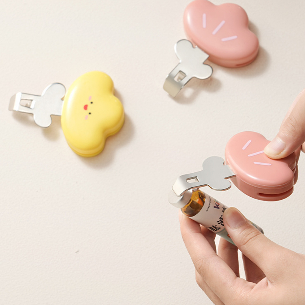 創意多功能開瓶器 磁吸開瓶器 防潮封口夾 冰箱貼 粉色［平行進口］ HK2764