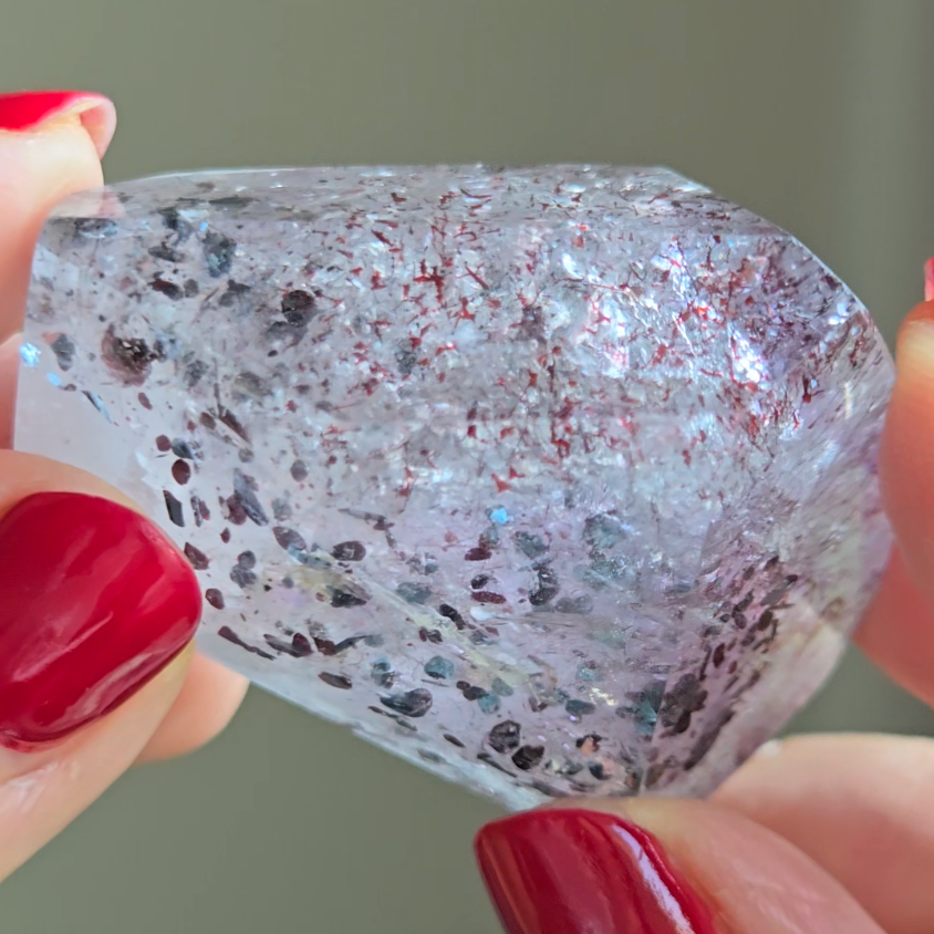 Amethyst with sparkly mica and red hematite - S777