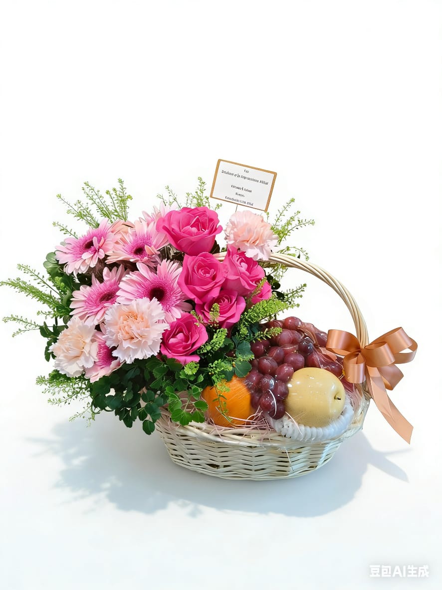 Elegant Floral and Fruit Basket Gift