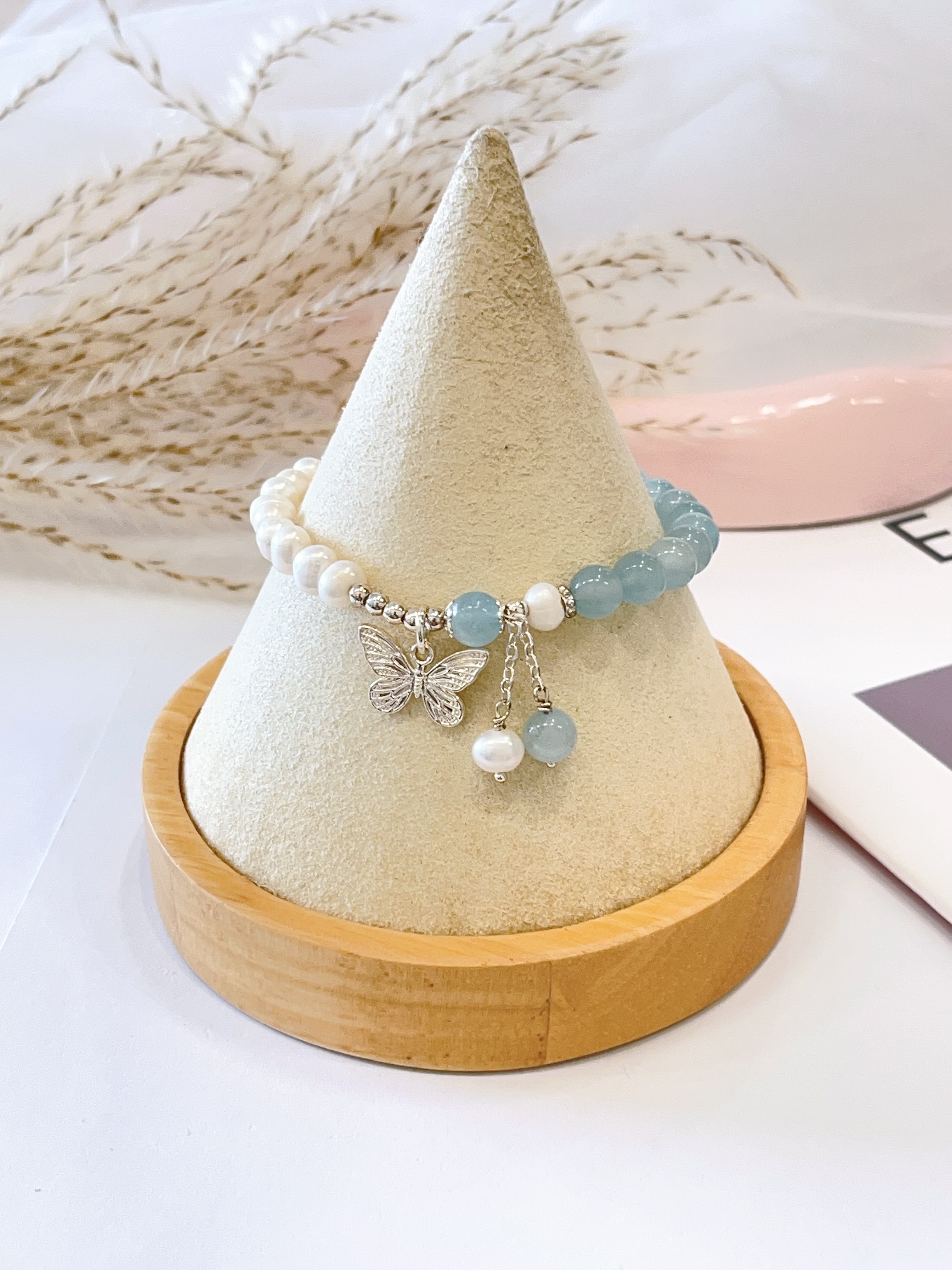 💜 紫水晶 × 葡萄石 × 海蓝宝 × 淡水珍珠手串 Amethyst, Prehnite, Aquamarine & Freshwater Pearl  |  6mm