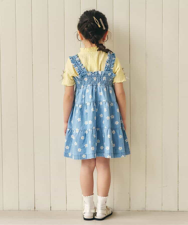 🇯🇵預訂 日本直送🇯🇵Apres les cours兩色花花愛心滿印褶皺吊帶牛仔連身裙