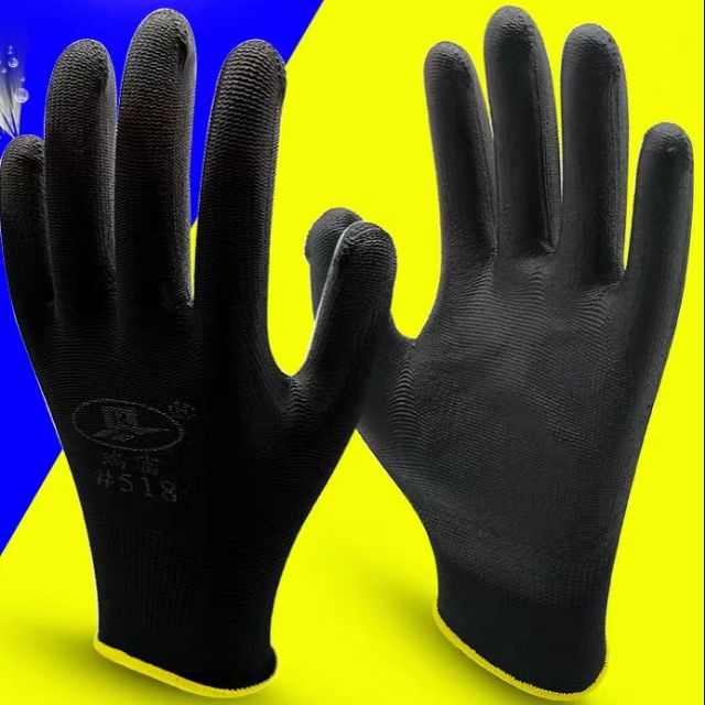 PU Coated Glove - 12 pairs per pack Black size M