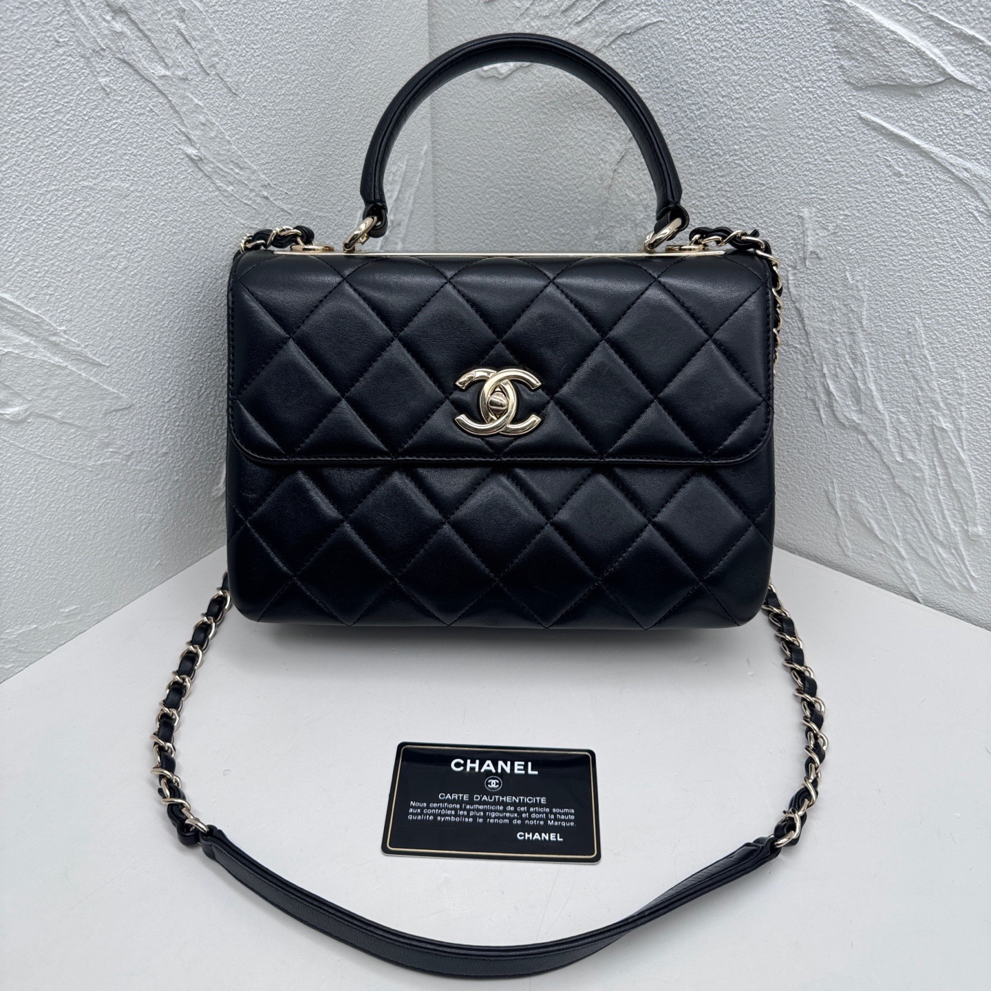 Pre-owned Chanel Small Lambskin Trendy CC Top Handle Bag