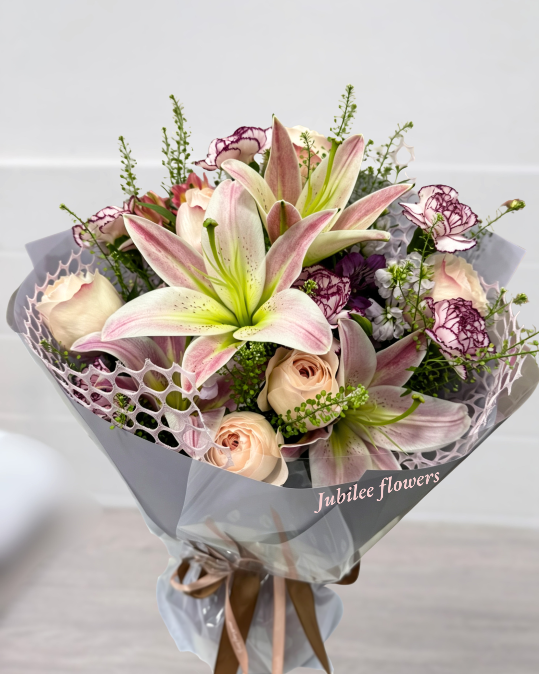 粉百合 玫瑰 花束