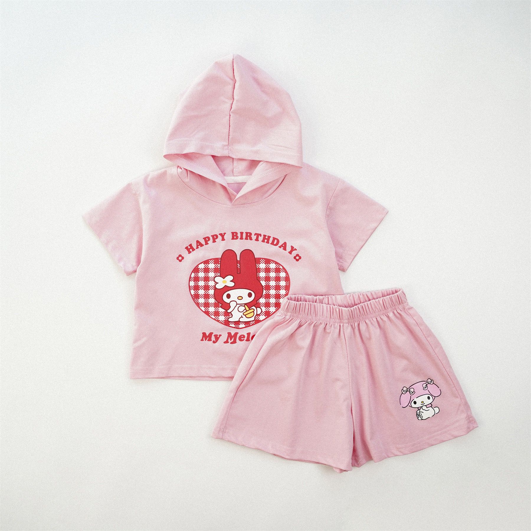 $68套。2套起$65套。韓版Kuromi & Melody連帽套裝