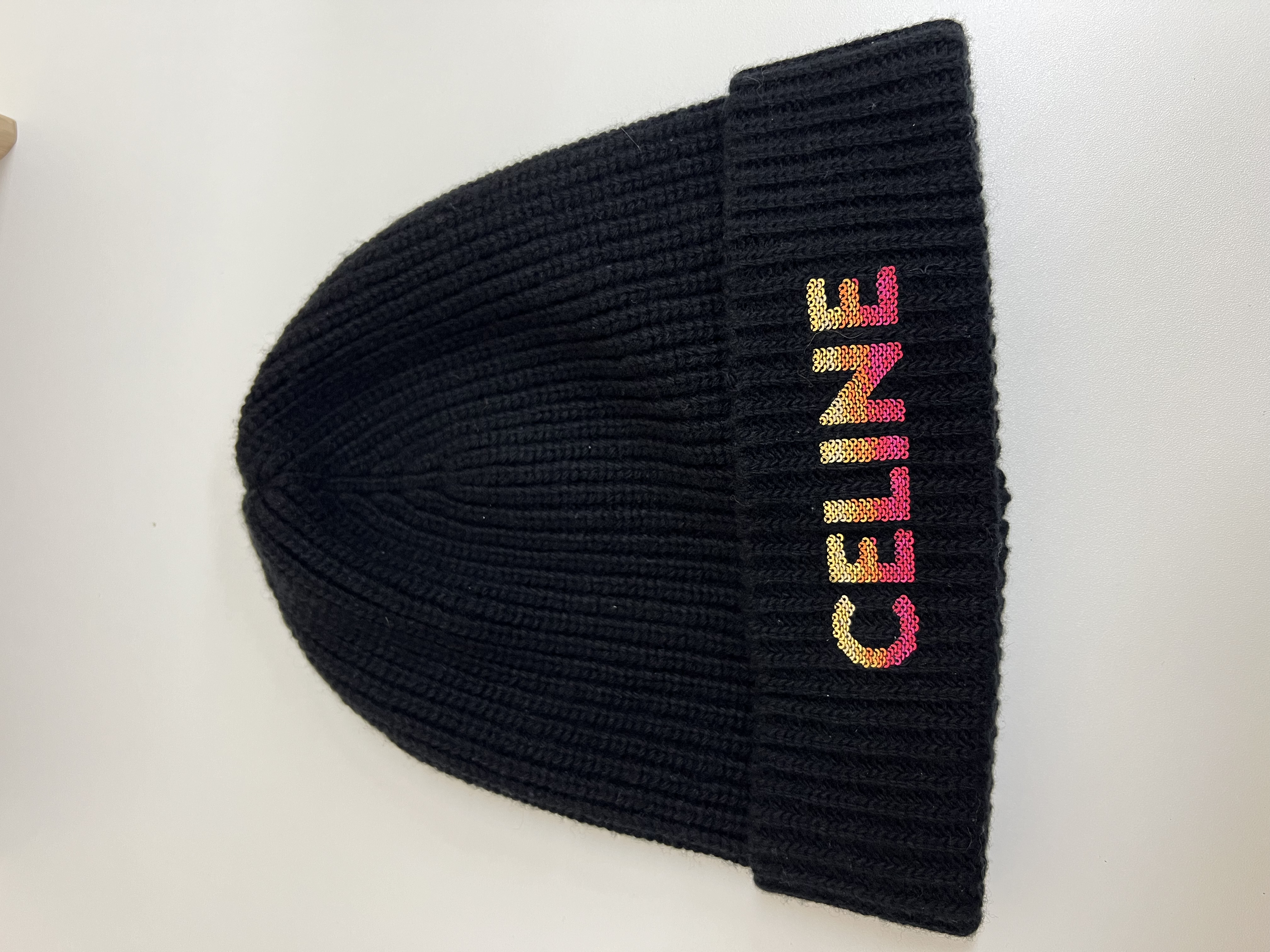 Pre-owned CELINE Embroidered Beanie in ribbed wool with a gradient logo / Product Code: 26012803