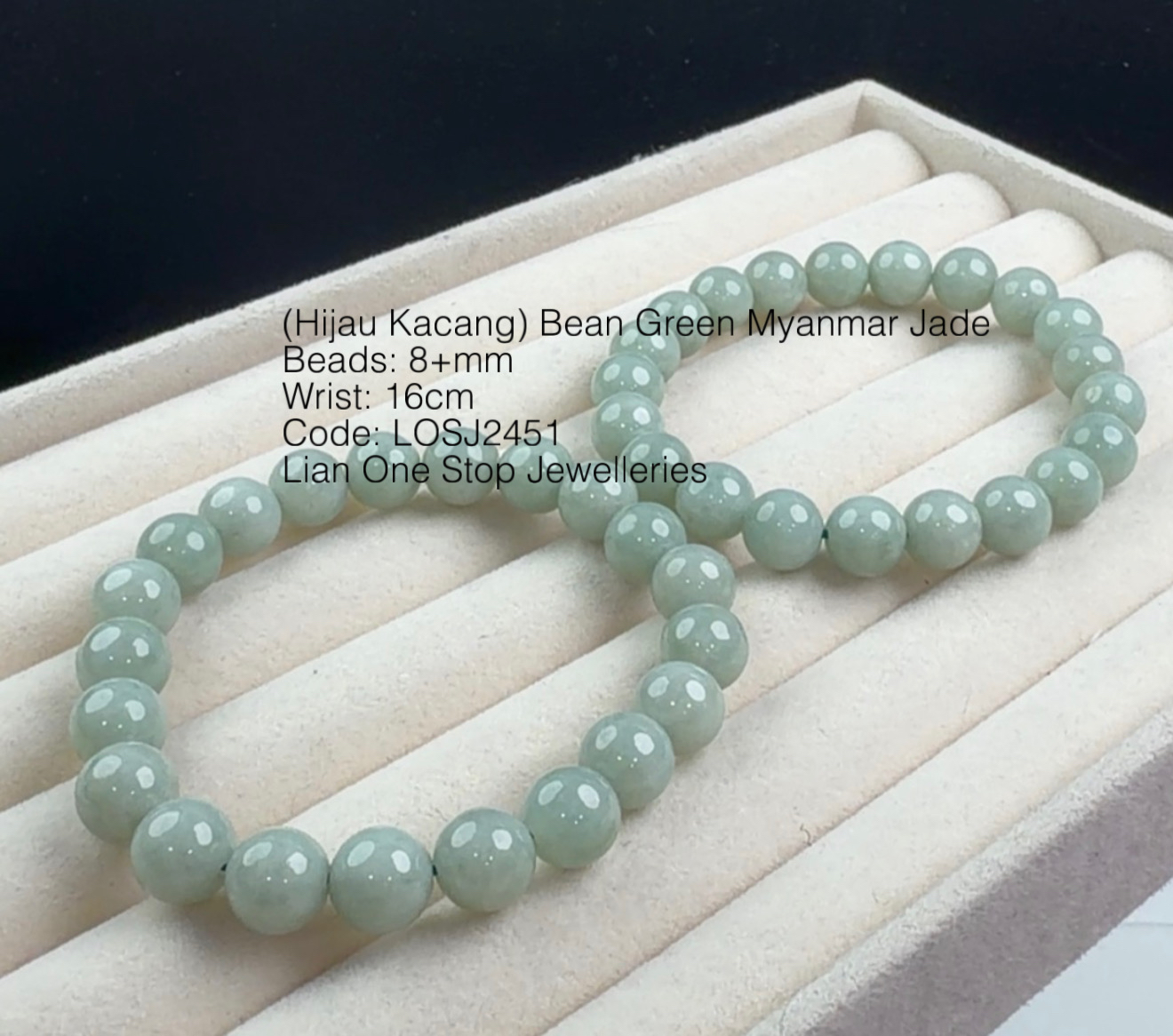 Code: LOSJ2451 (Hijau Kacang) Bean Green Myanmar Jade 8+mm