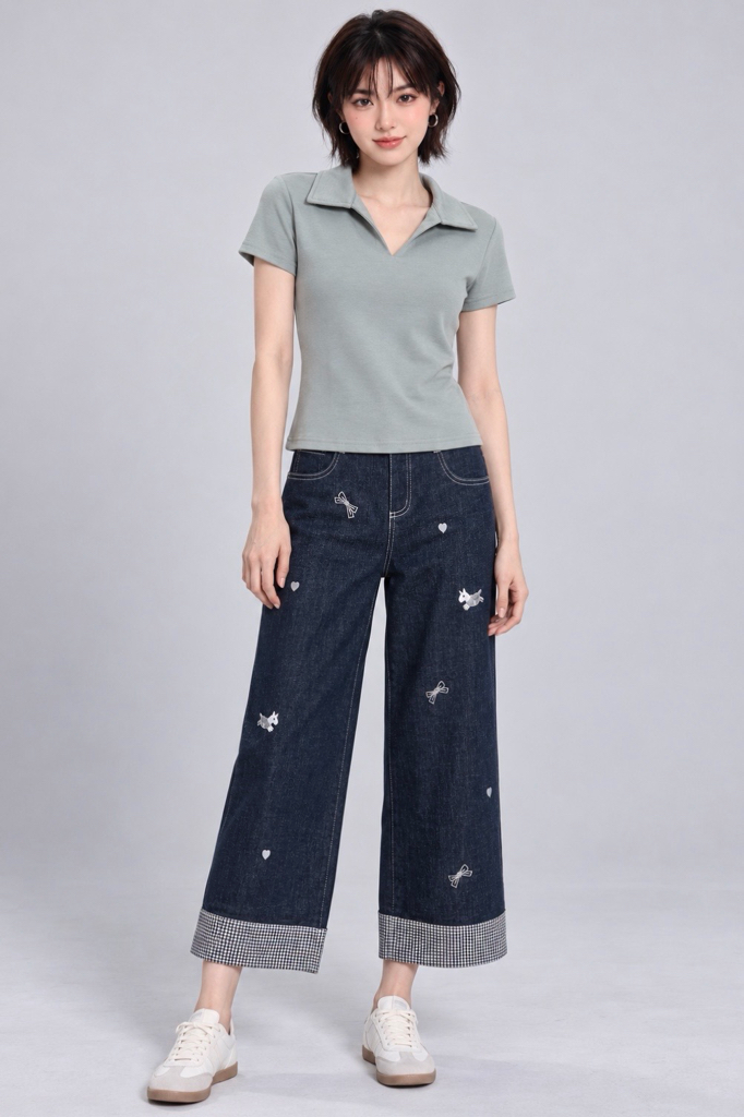 309841 Soft Polo Collar Knit Top