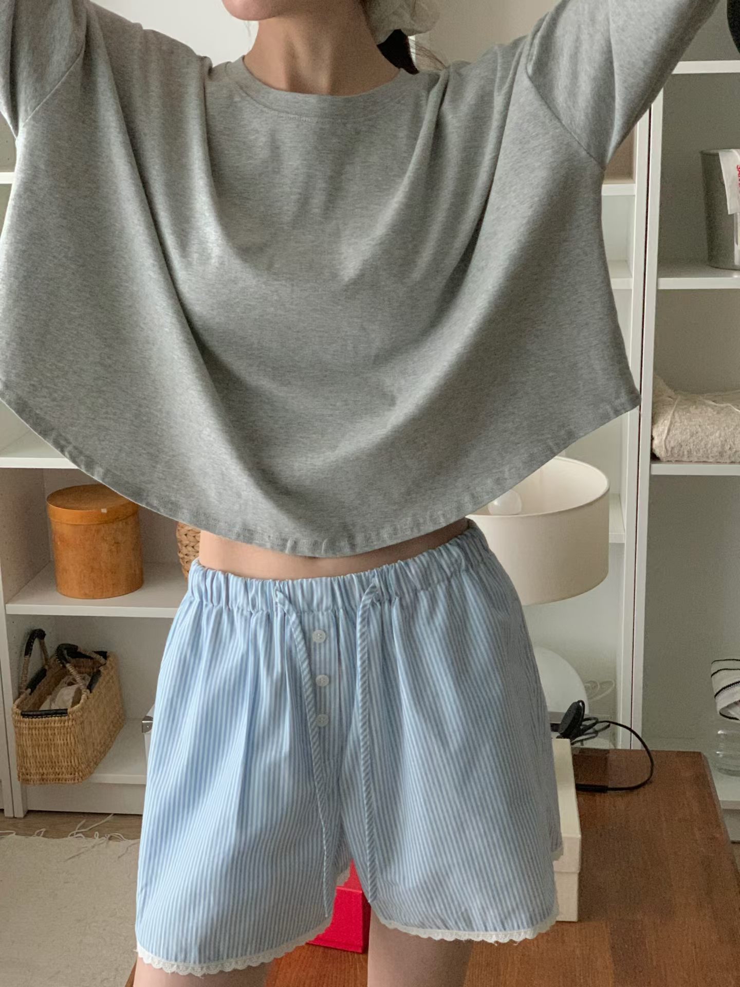 221638 淨色長袖短Tee