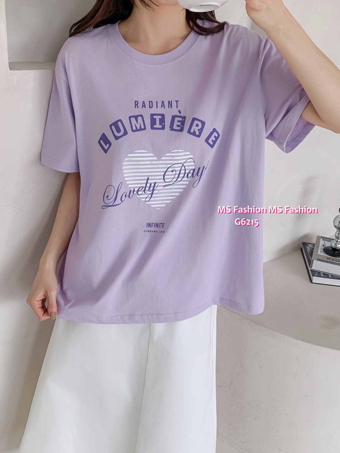 G6215 韓國🇰🇷心心字母tee