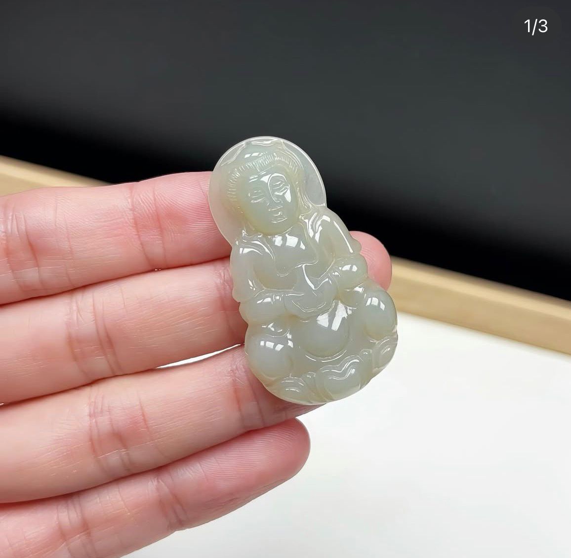 冰胶黃翡觀音吊墜