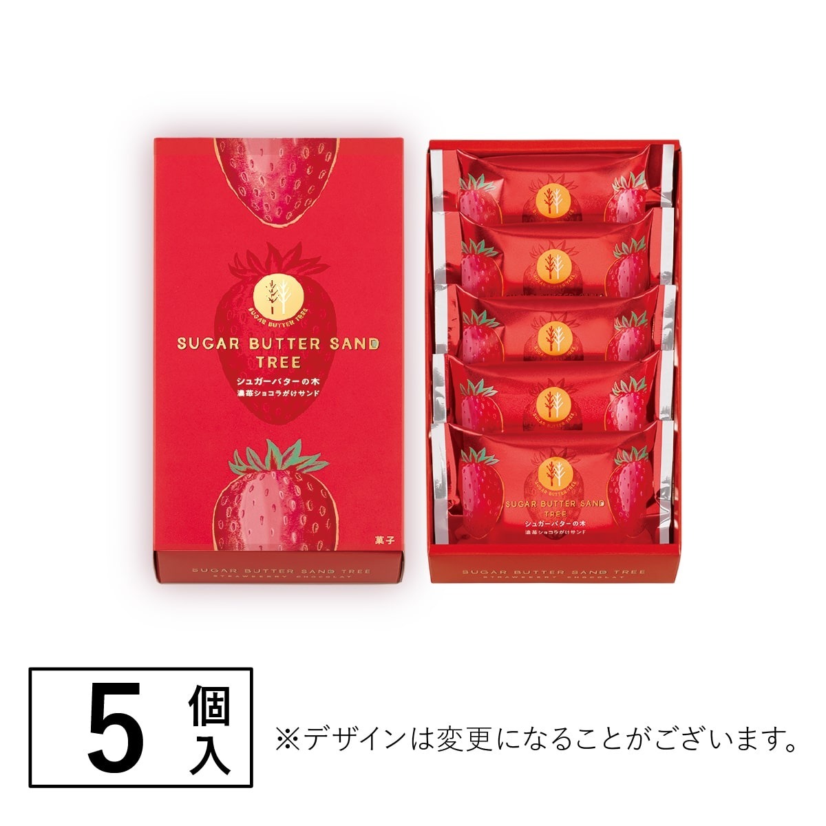 [訂購] [日本製] SUGAR BUTTER SAND TREE ｜ 士多啤梨味｜ 夾心餅 ｜ 5件裝 ｜ 賞味期限：25-30日 {TF2603001}