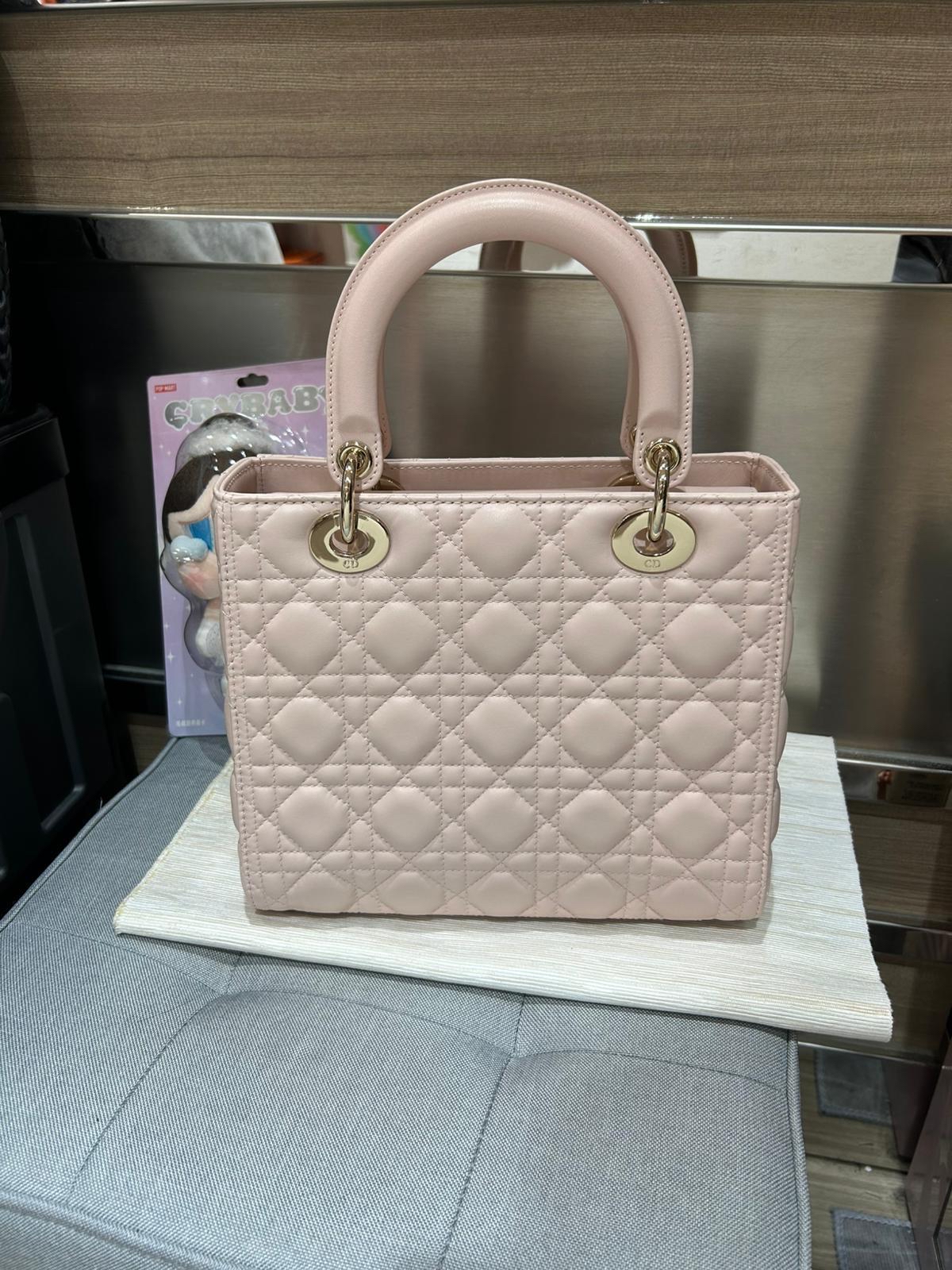 全新Dior Lady Dior Pink Medium 100%Authentic, 全新✅收據✅證書 ✅dust bag✅Box