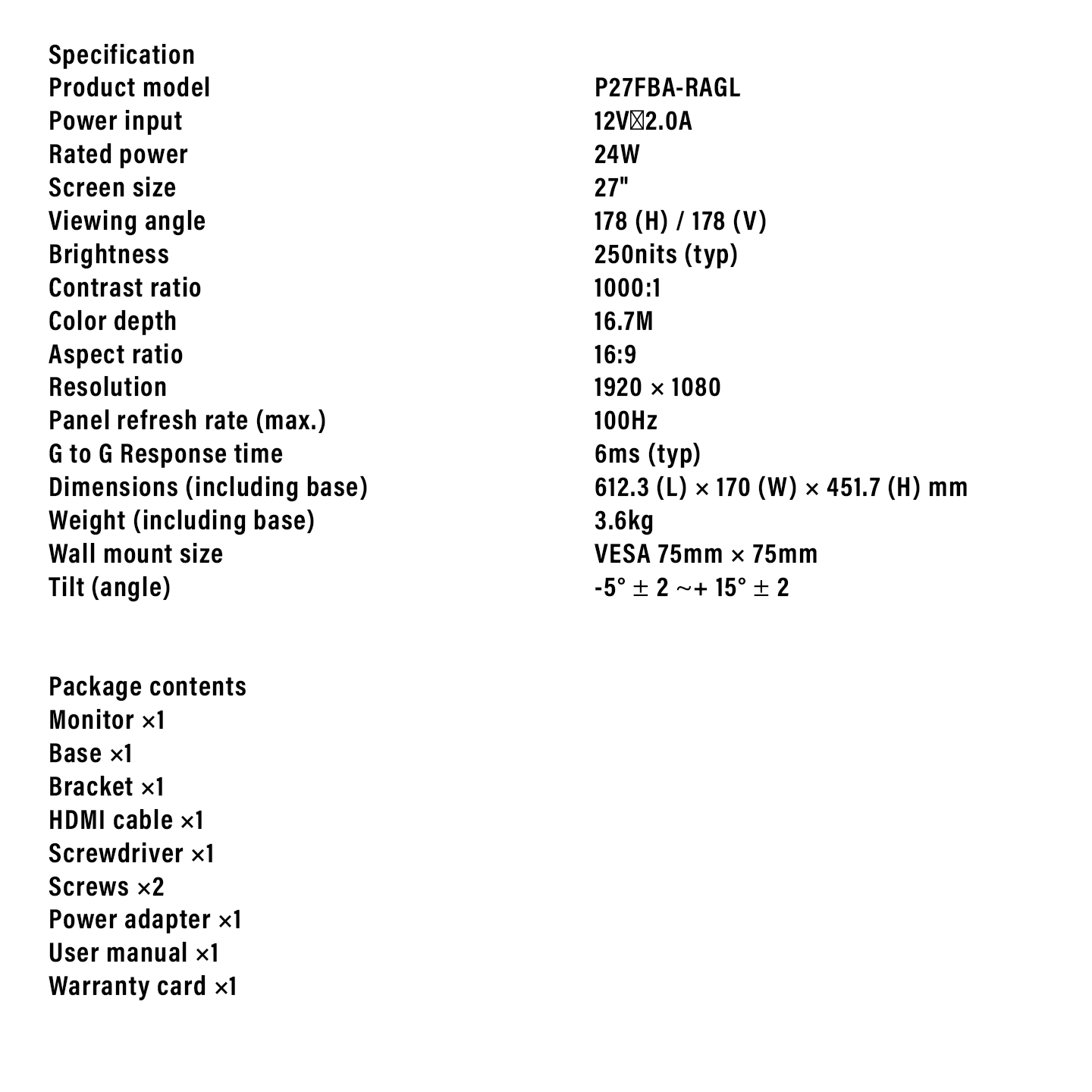 Xiaomi 27" A27i FHD IPS Monitor 100Hz (ELA5347UK)