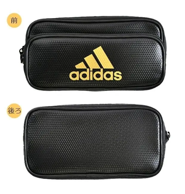 現貨🌸日本直送 | adidas日本版軟質雙層鉛筆袋/文具袋/收納包 （黑金）