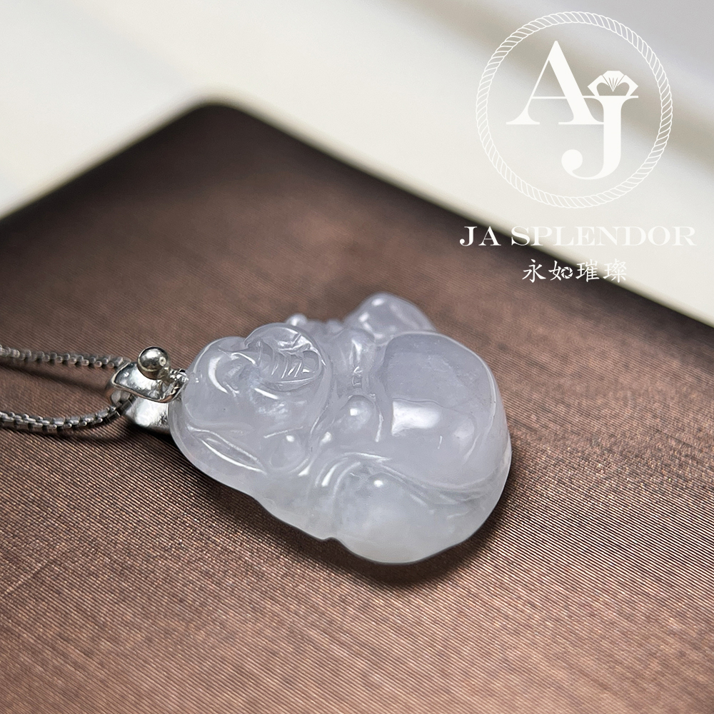 JN-3321 天然翡翠A玉 冰種笑佛/佛公小吊墜(法師加持)