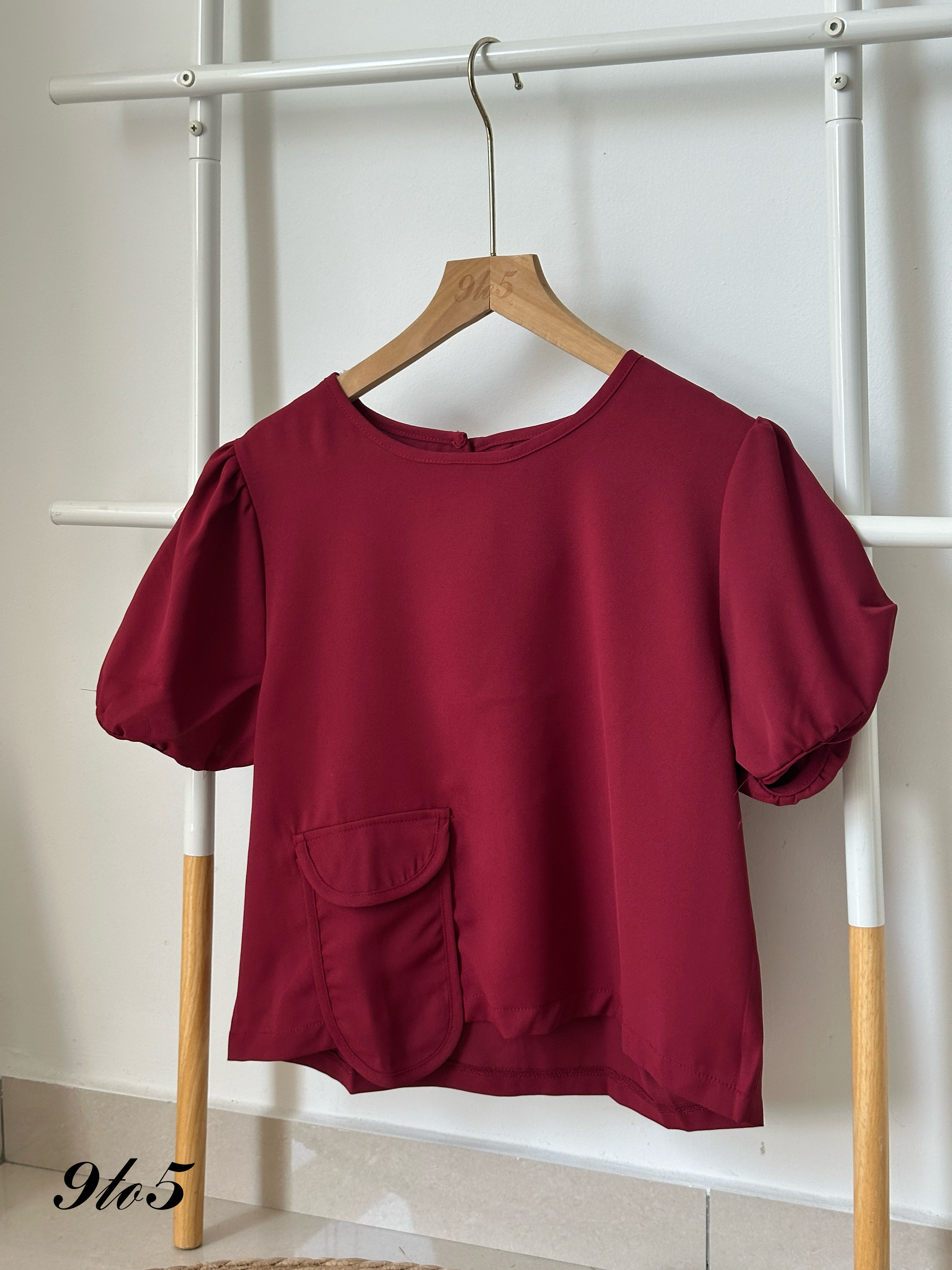 T3980 Puff Sleeve Round Neck Top - 3 Colors