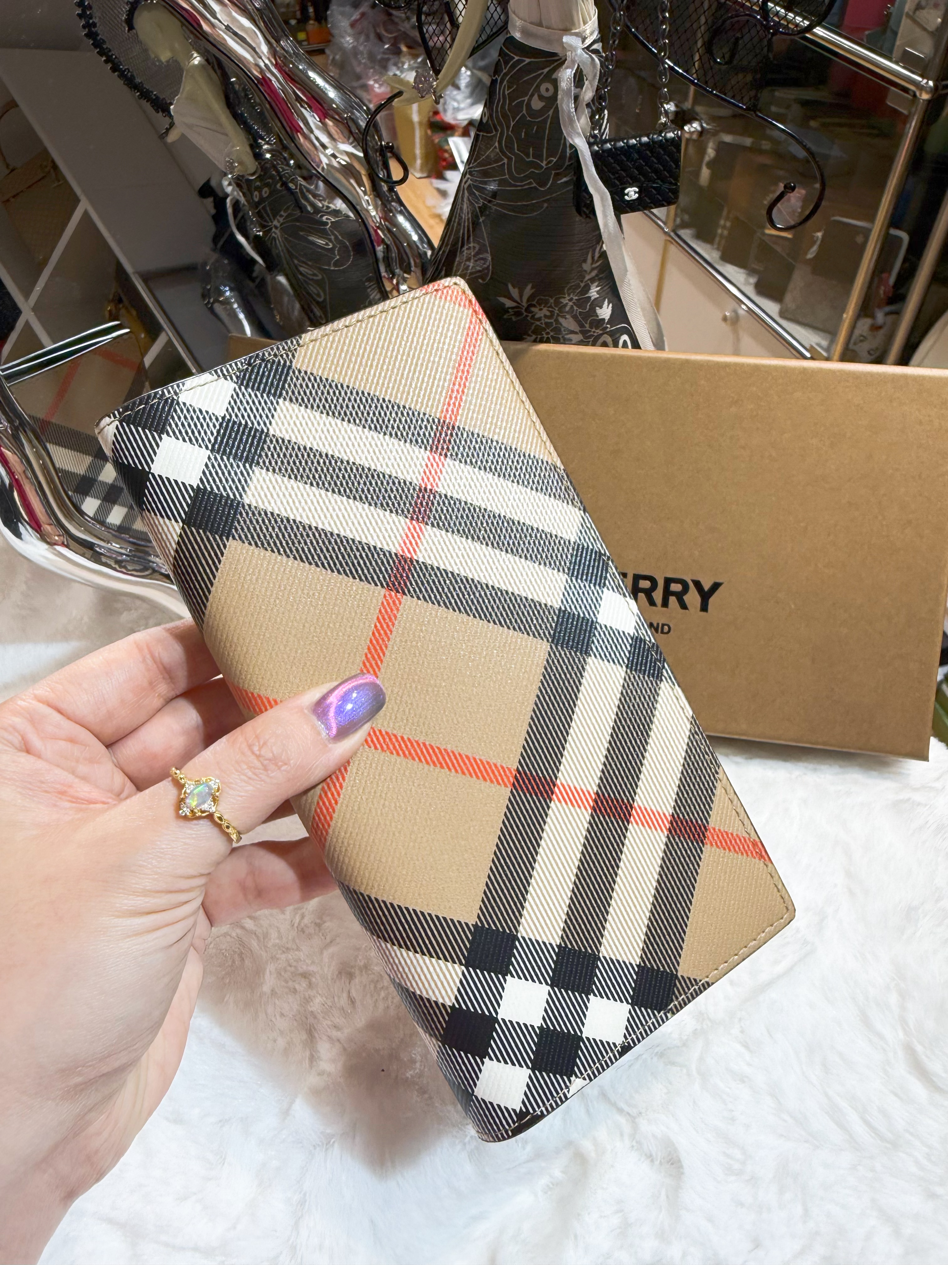 Burberry slim long wallet check