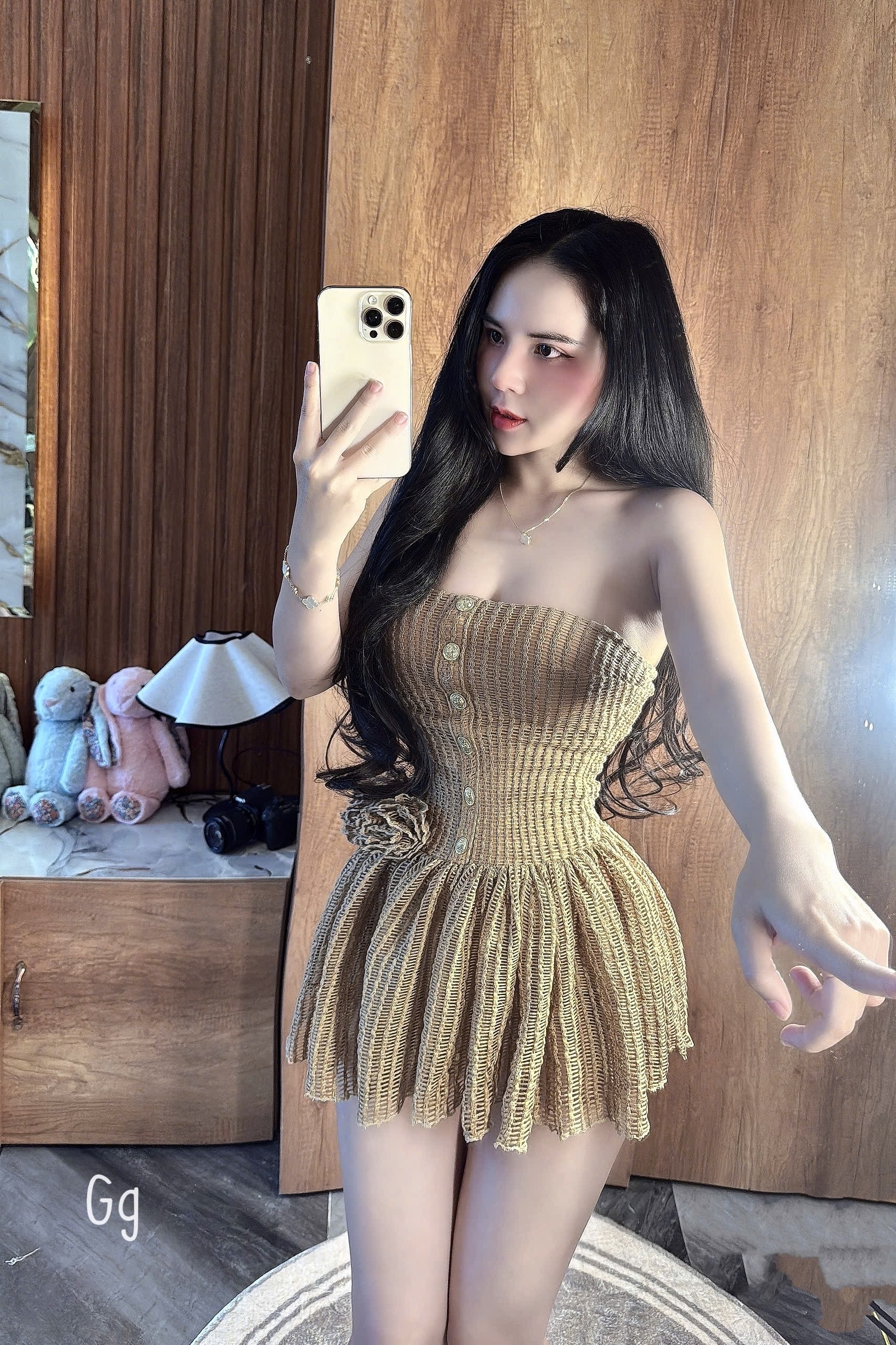 蕾絲束身迷你連身裙