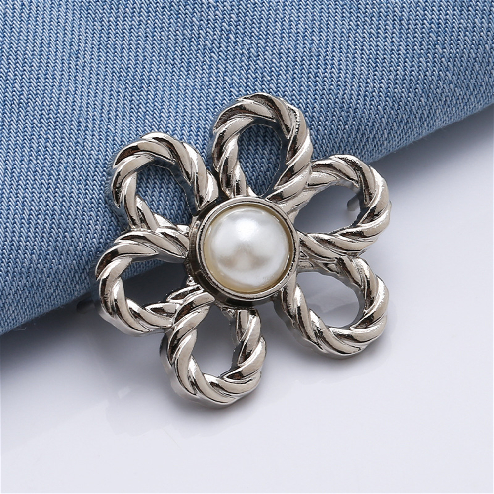 花朵收腰扣 可拆卸 免釘免縫線 腰圍調節扣 收腰對扣 金色 [平行進口] HK2728