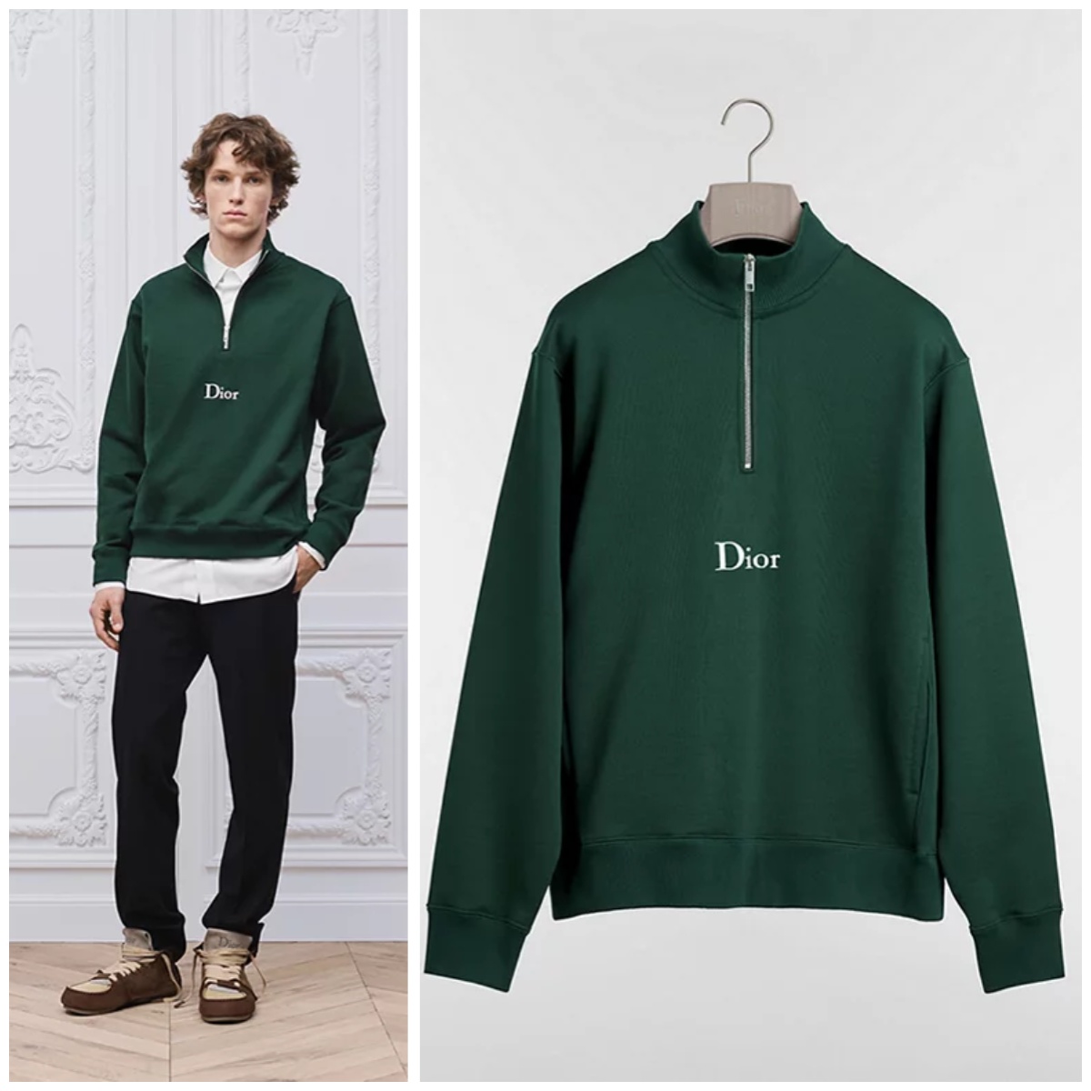 【頂級原單】Dior Sweatshirt à col zippé 刺繡標誌拉鍊領抓絨衛衣