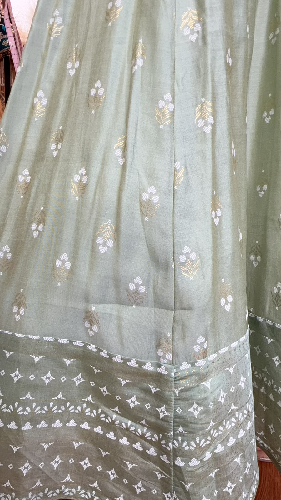3503 Mint Green Paisley Full Emb OP 47"