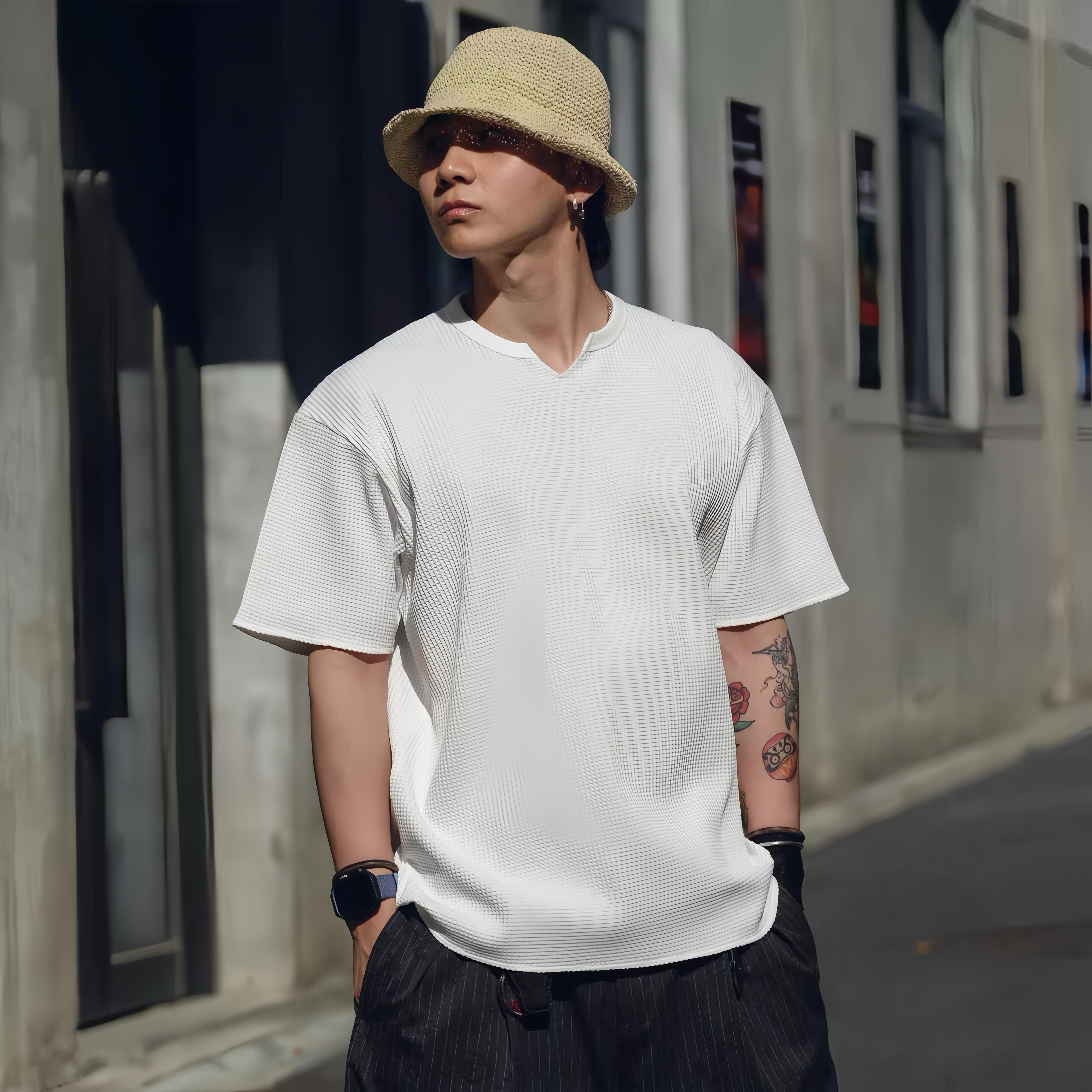華夫格V領Tee-PC5218